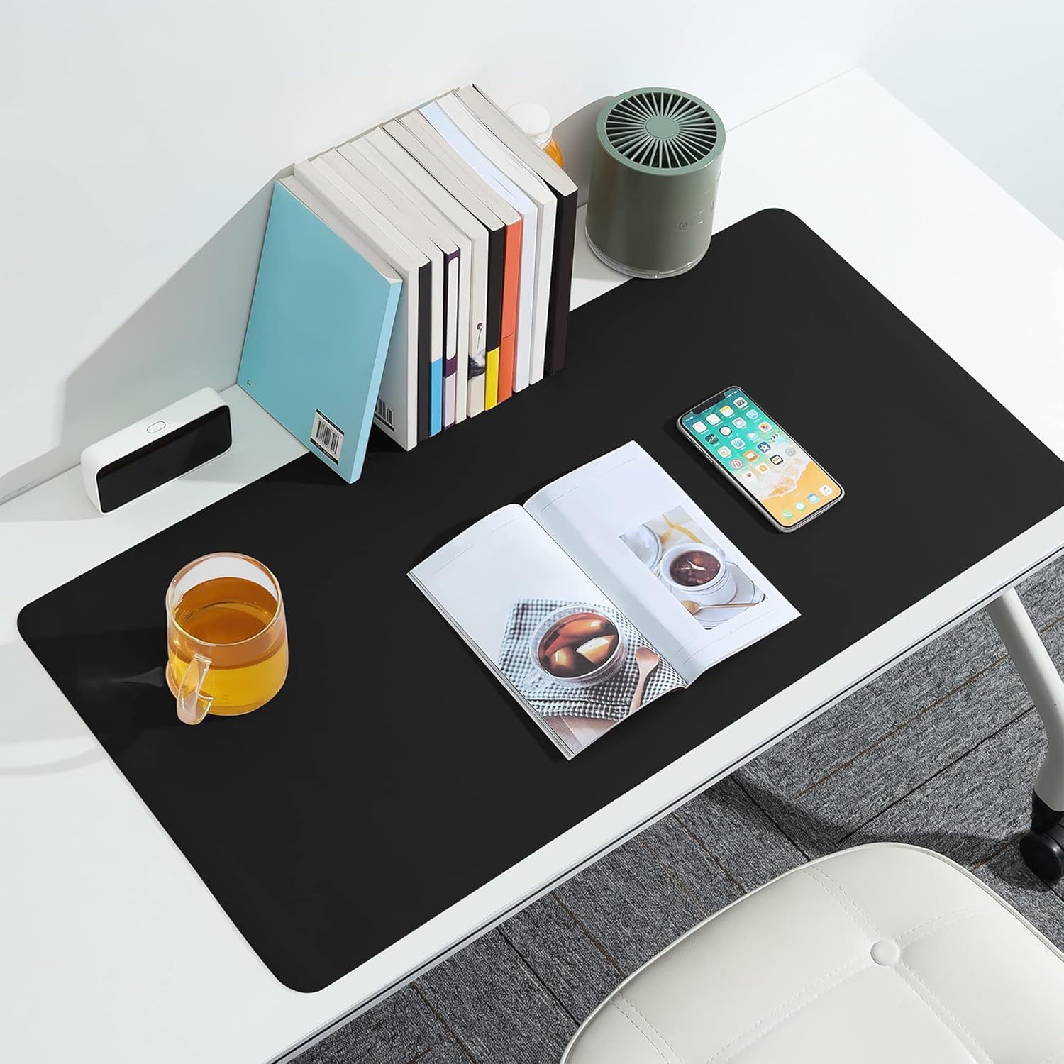 Thumbnail 4 de BUBM desk mat 90 x 43cm PU leather desk blotter – waterproof office desk pad (black)