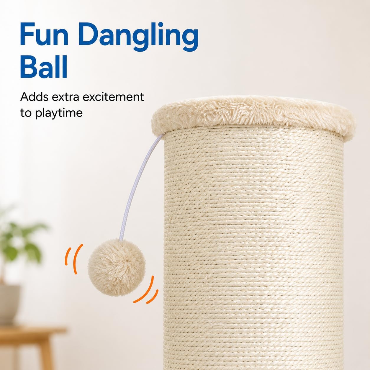 Detalle de Sisal Cat Scratching Post for Indoor Cats & Kittens — 81 cm Tall with 14 cm Diameter, Beige
