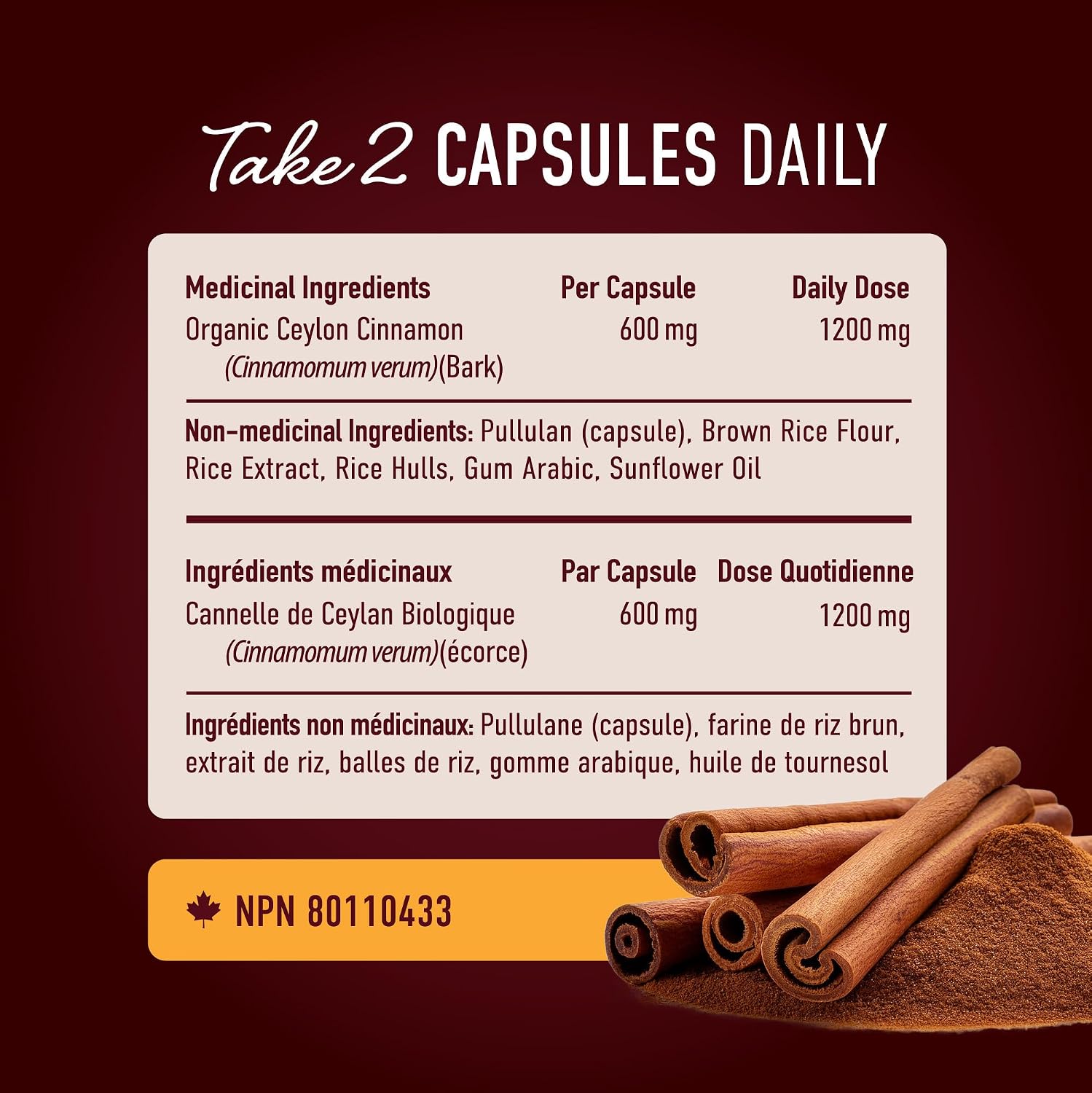 Thumbnail 5 de SMNutrition Organic Ceylon Cinnamon Capsules, 1,200 mg per Serving, 150 Count