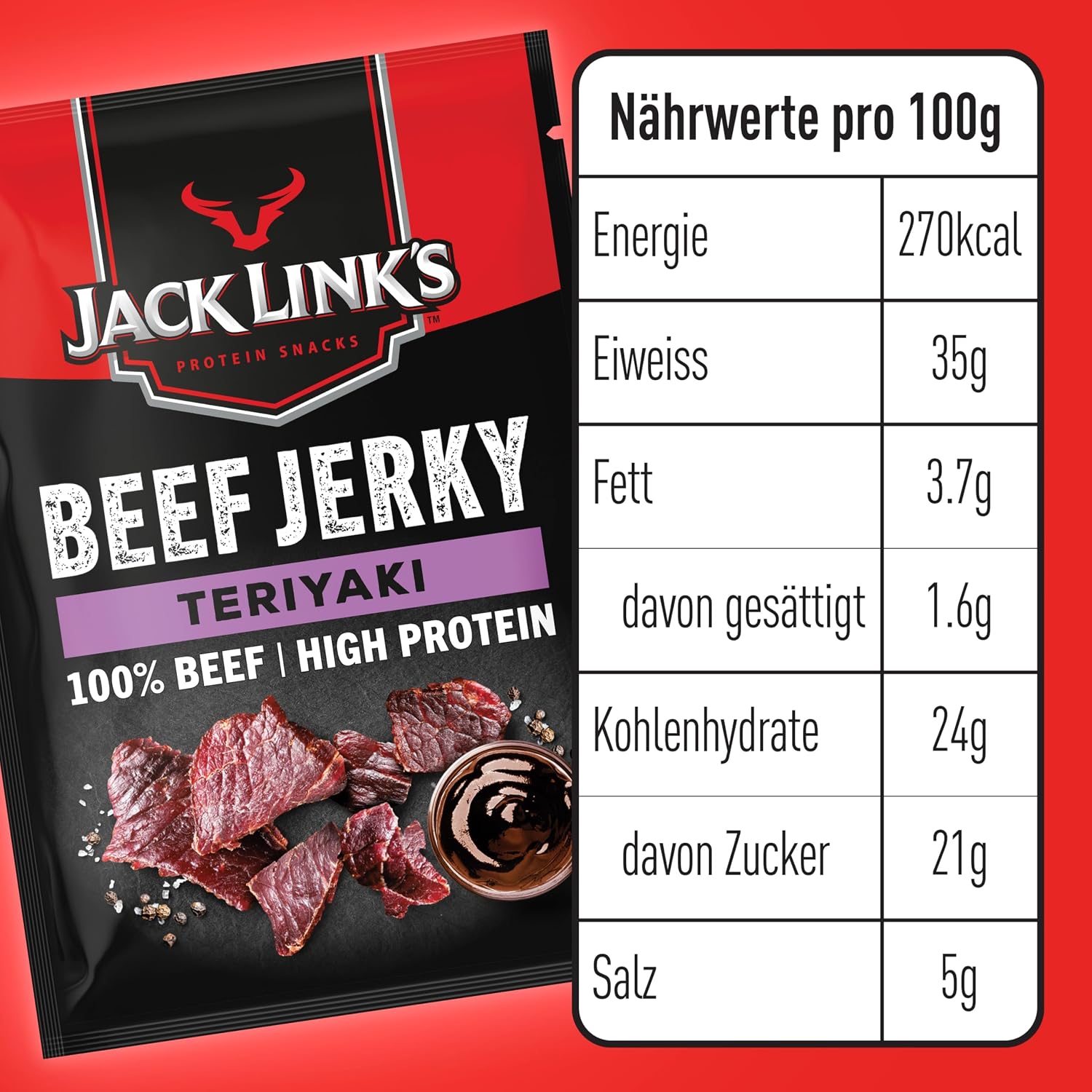 Thumbnail 10 de Jack Links Beef Jerky Teriyaki 🥩 Alta en Proteínas 12x25g