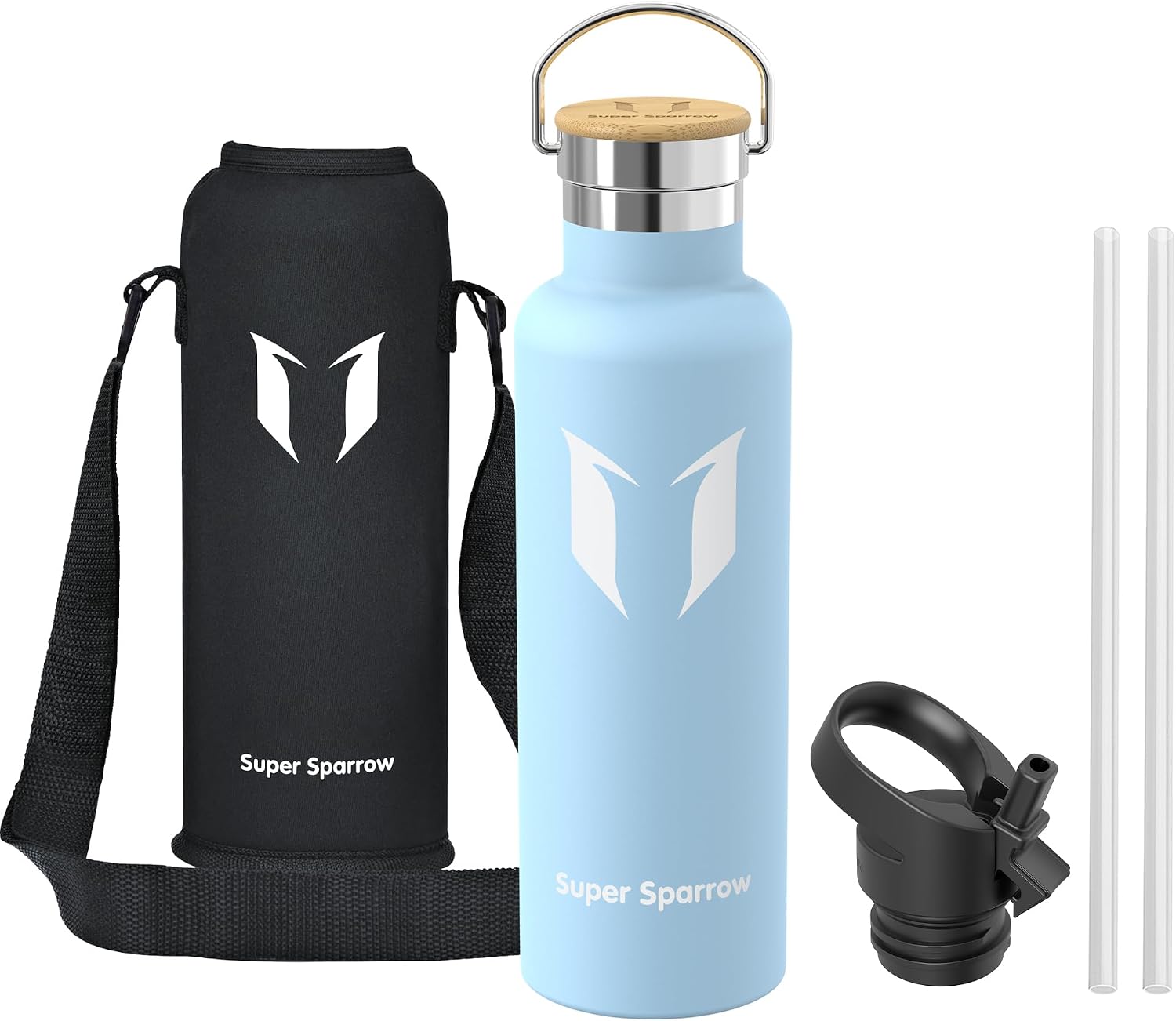 Detalle 2 de Super Sparrow Borraccia Termica 750 ml – Borraccia senza perdite, BPA-free, con 2 tappi