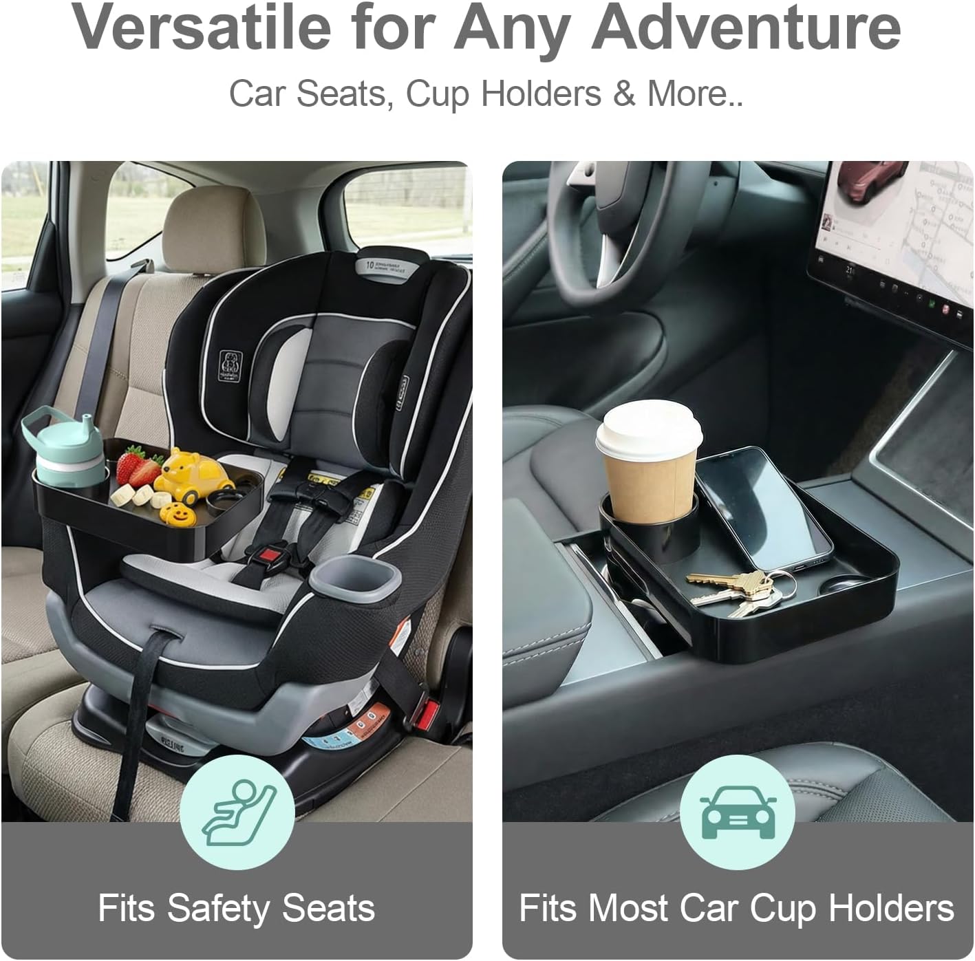 Detalle 2 de DOKNAAM Cup Tray-10 Kids Car Seat Tray with 3-Inch Cup Holder and Dip Well