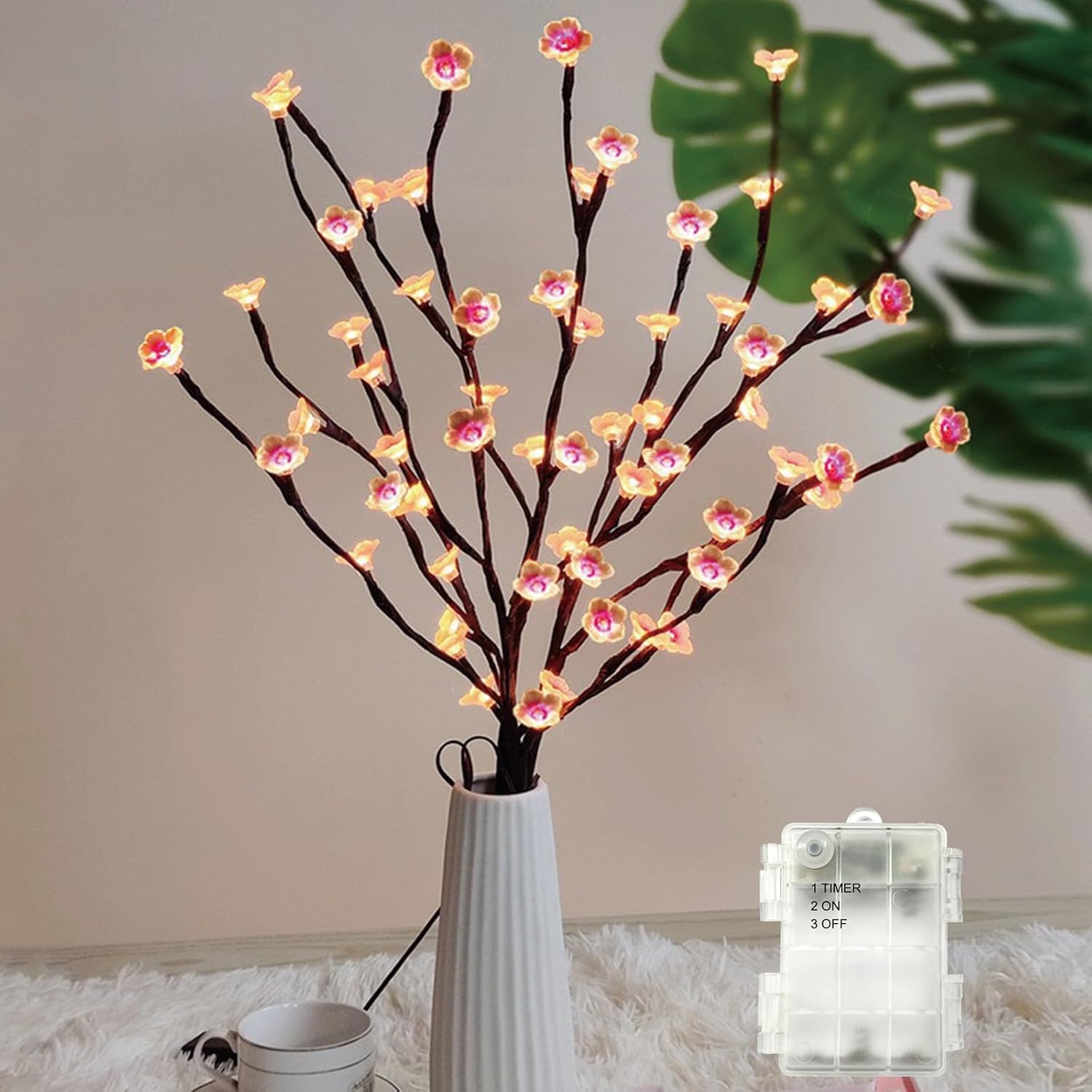 Detalle de Afaiup B-TH-40 led-kersentakken, 73 cm, 40 warmwitte leds en timer