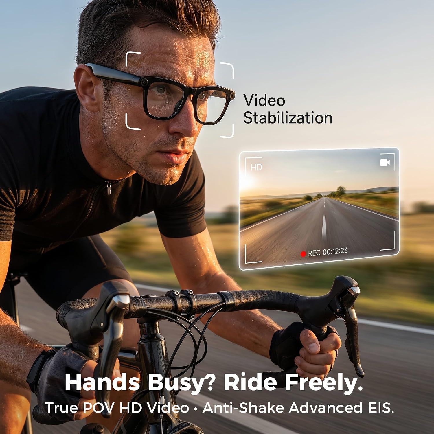 Detalle 2 de EarlySincere 2026 Smart AI Glasses with 8MP 4K POV Camera, AI Assistant & Open-Ear Bluetooth