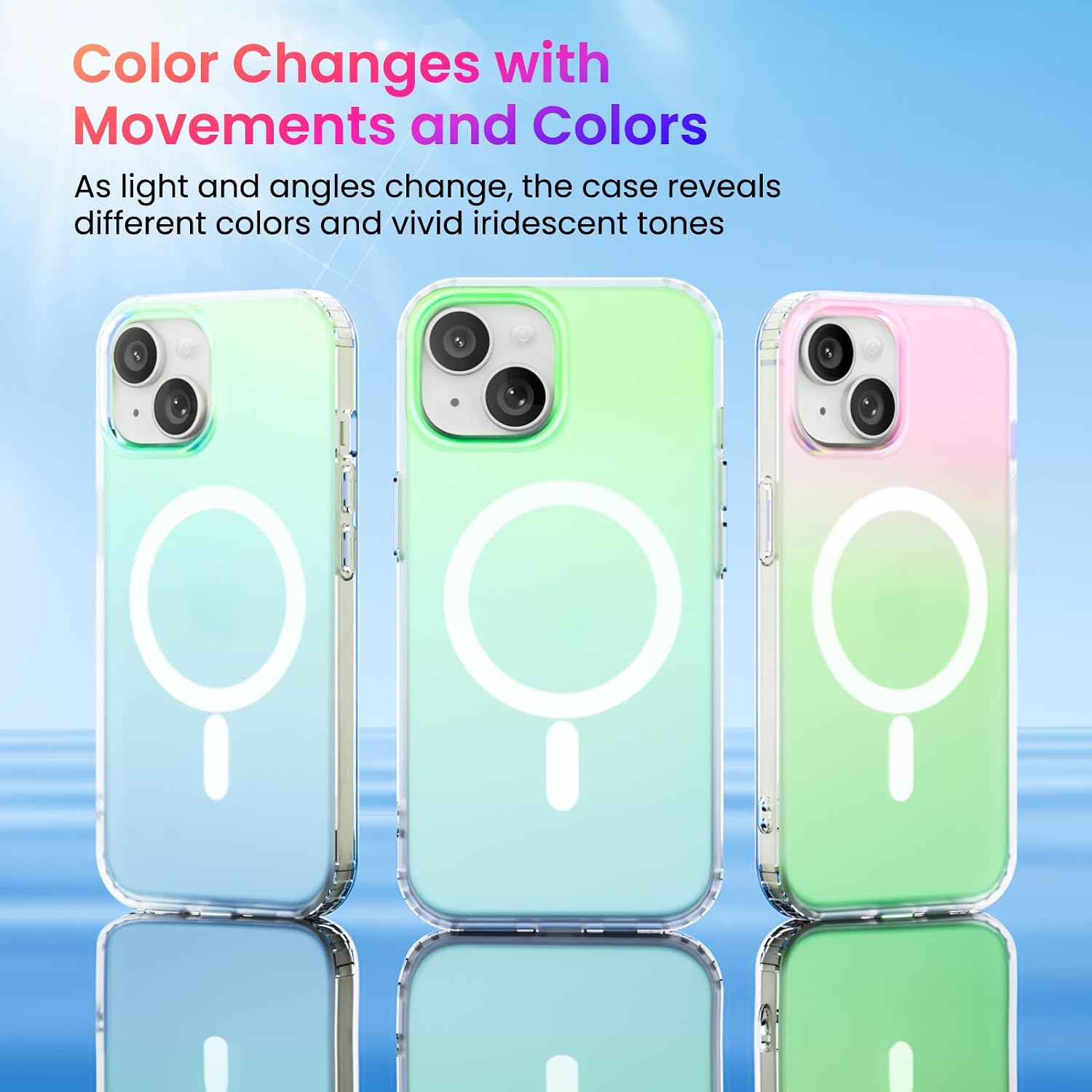 Detalle de ORNARTO iPhone 15 MagSafe compatible iridescent shockproof case (6.1 inch)