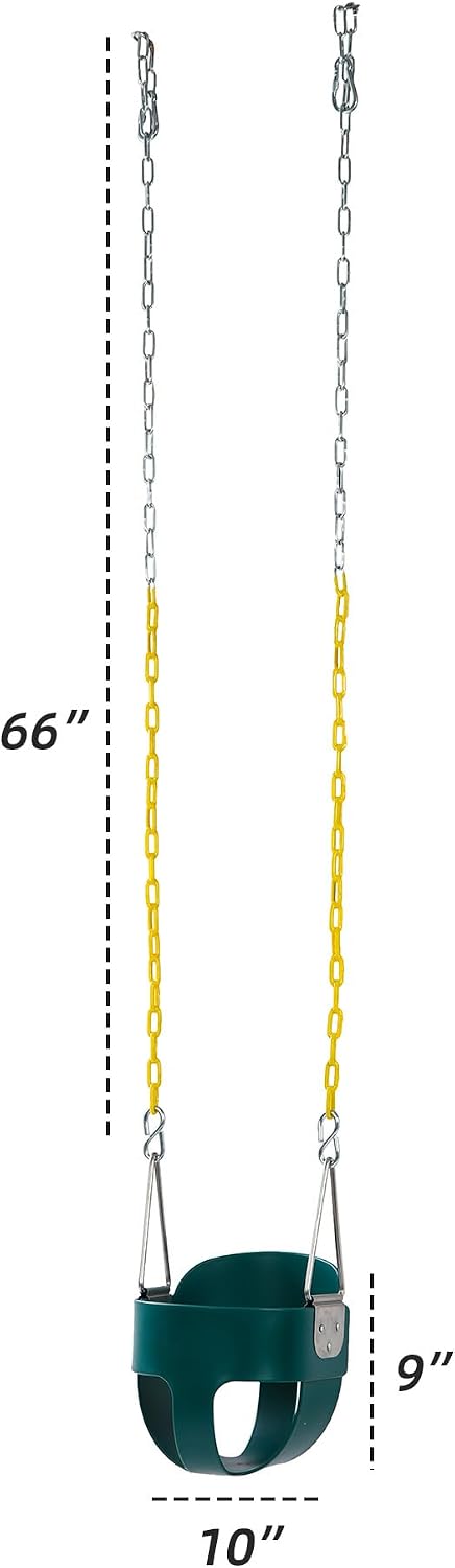Detalle 2 de High Back Full Bucket Toddler Swing Seat with Yellow Coated Chains (Fully Assembled) — Outdoor Baby Swing Set Accessory