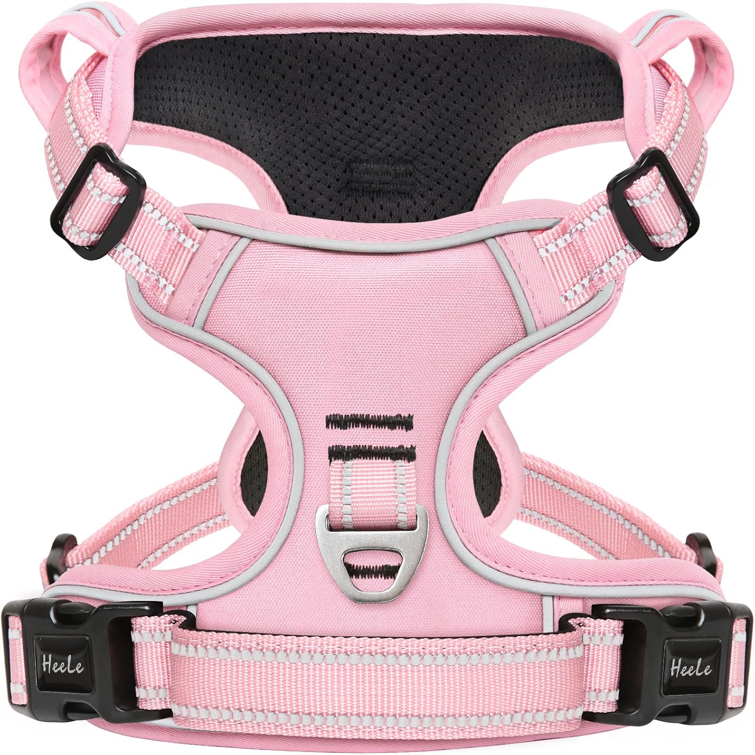 HEELE No-Pull Hundegeschirr – verstellbar, atmungsaktiv, reflektierend, Pink, Größe M