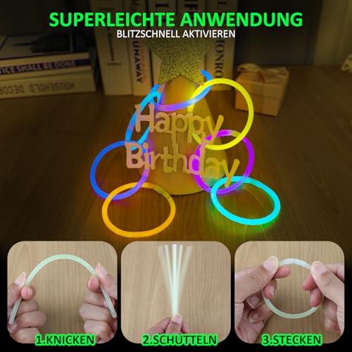 Detalle de UooEA Bastoncini Luminosi Fluo 100 Pezzi – Braccialetti e Connettori per feste notturne, carnevale e regali di compleanno