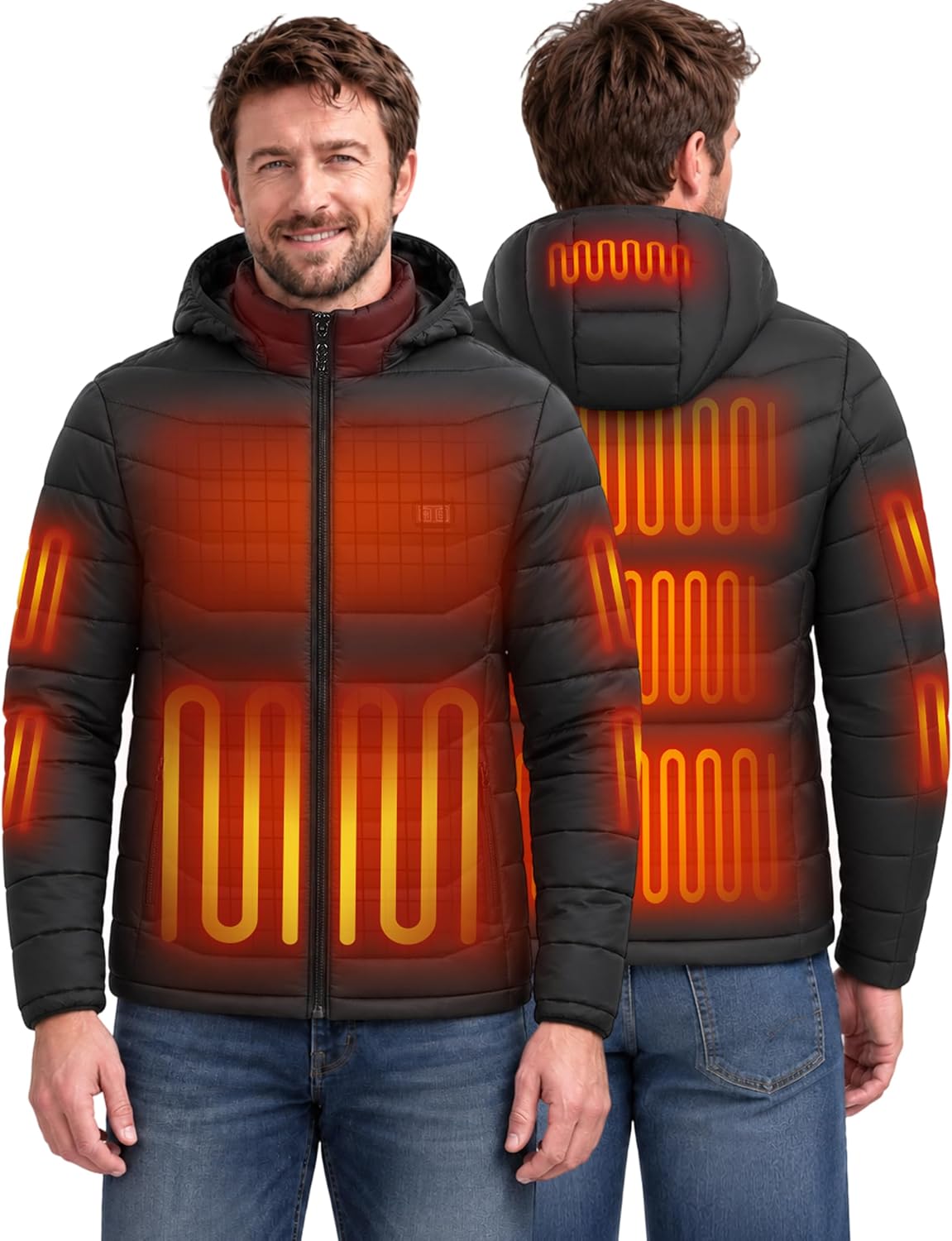 Detalle de MOZZROZZ Heated Jacket with 15-Zone Heating, Dual Controls & 3 Heat Levels
