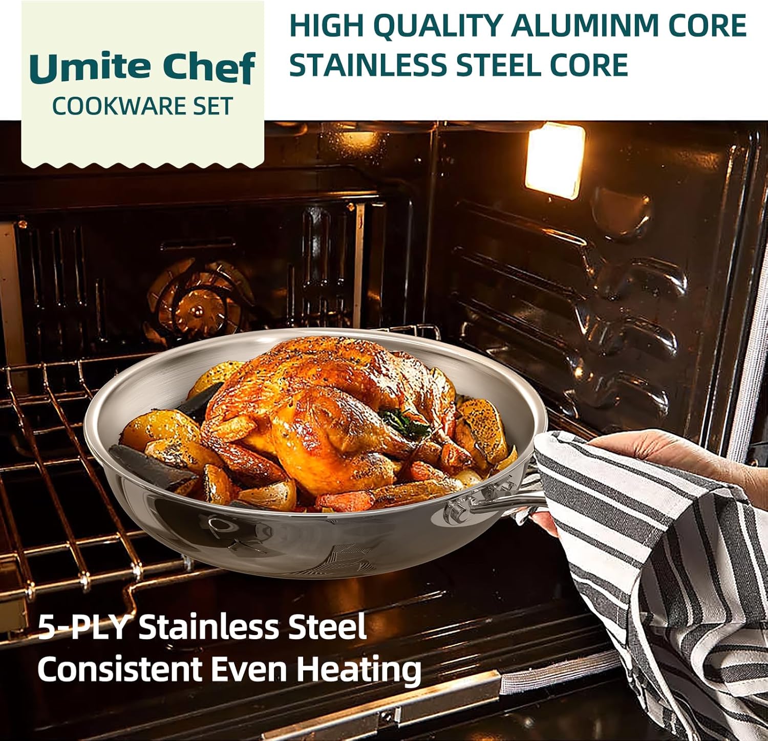 Thumbnail 3 de Umite Chef 5-Ply 14-Piece Cookware Set
