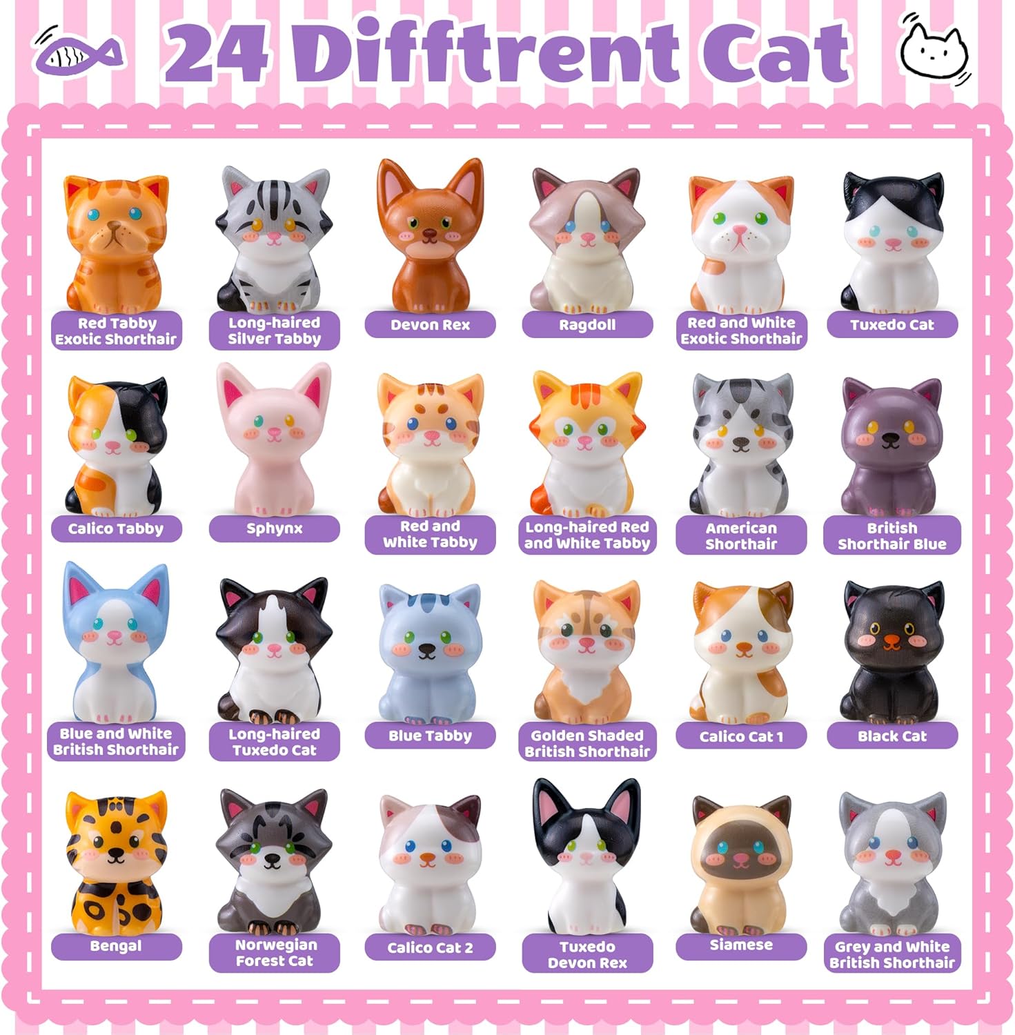 Thumbnail 1 de Cat Party Favors for Kids (24PCS) Squishy Toys for Boys & Girls — Classroom Prizes & Goodie Bags (Cat)