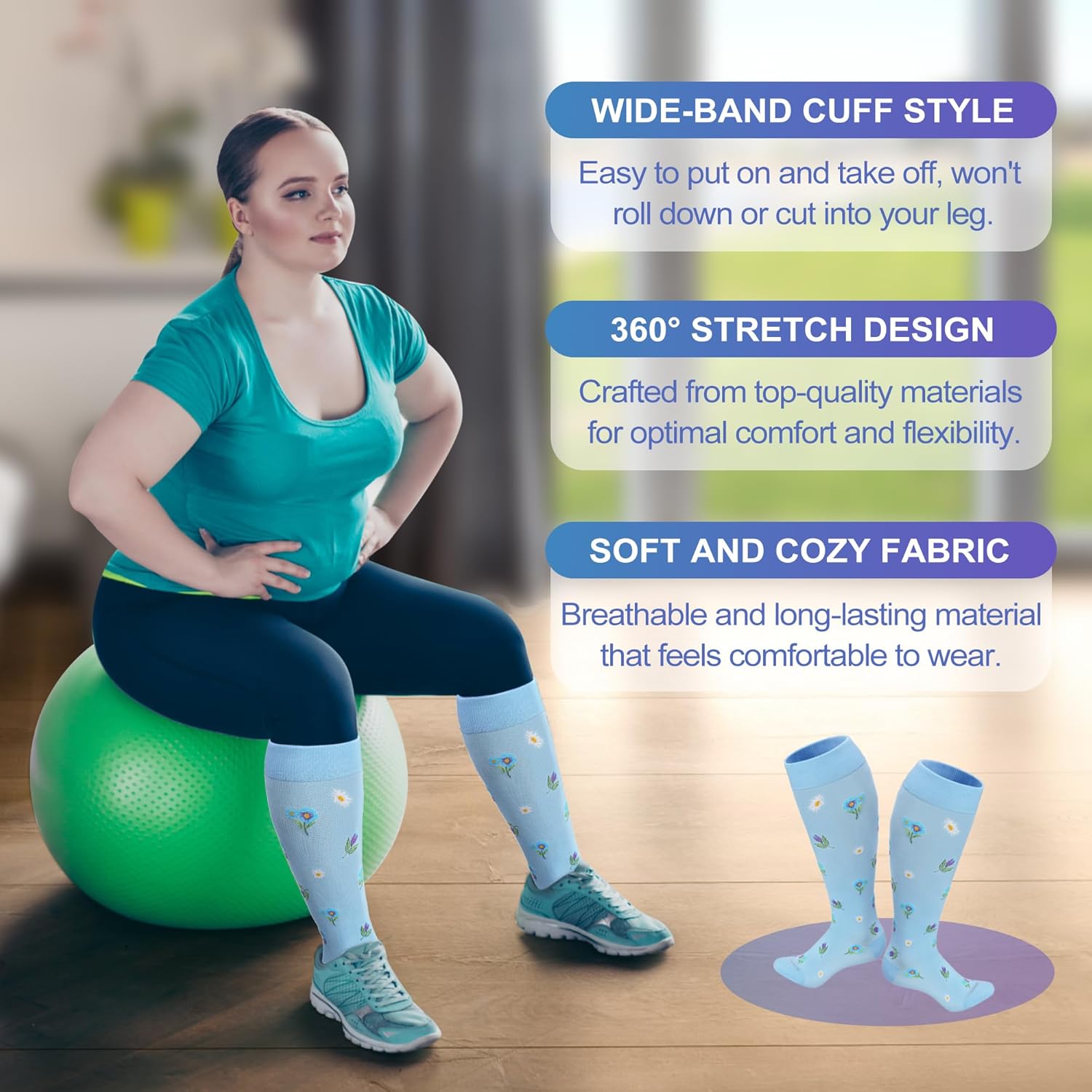 Detalle 2 de LEVSOX Plus Size Compression Socks 15-20 mmHg