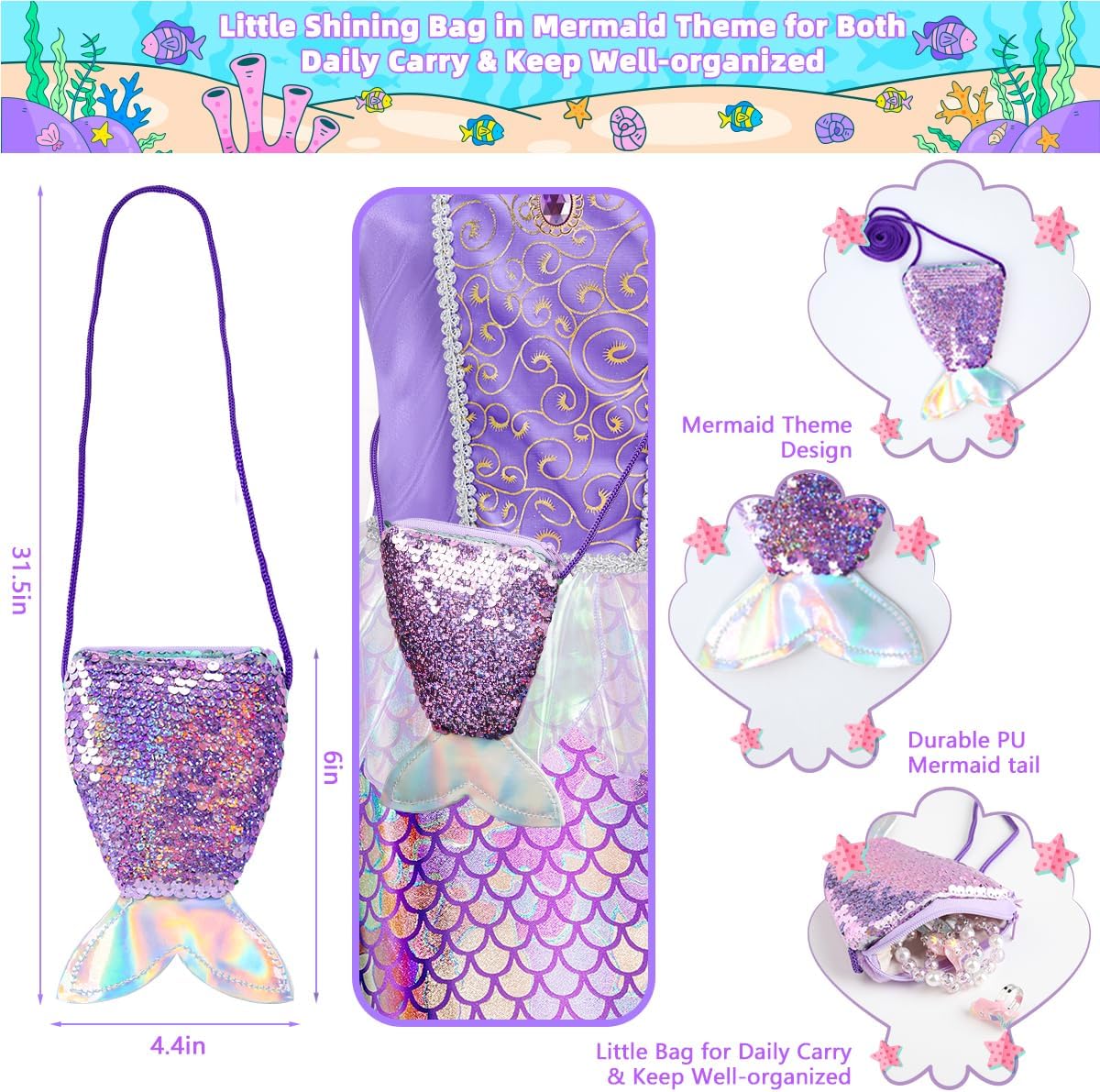 Thumbnail 2 de Meland Mermaid Costume 3-10 🧜♀