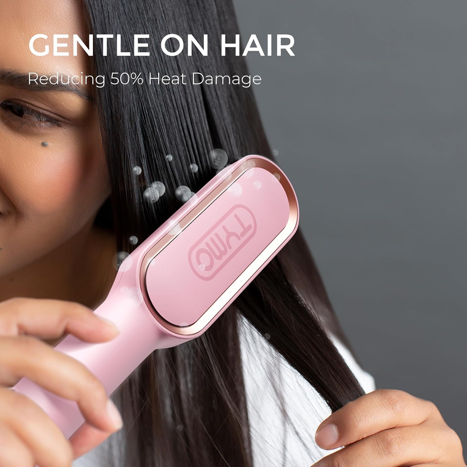 Detalle de TYMO HC100R Hair Straightener Brush, 5 Heat Settings, Dual Voltage
