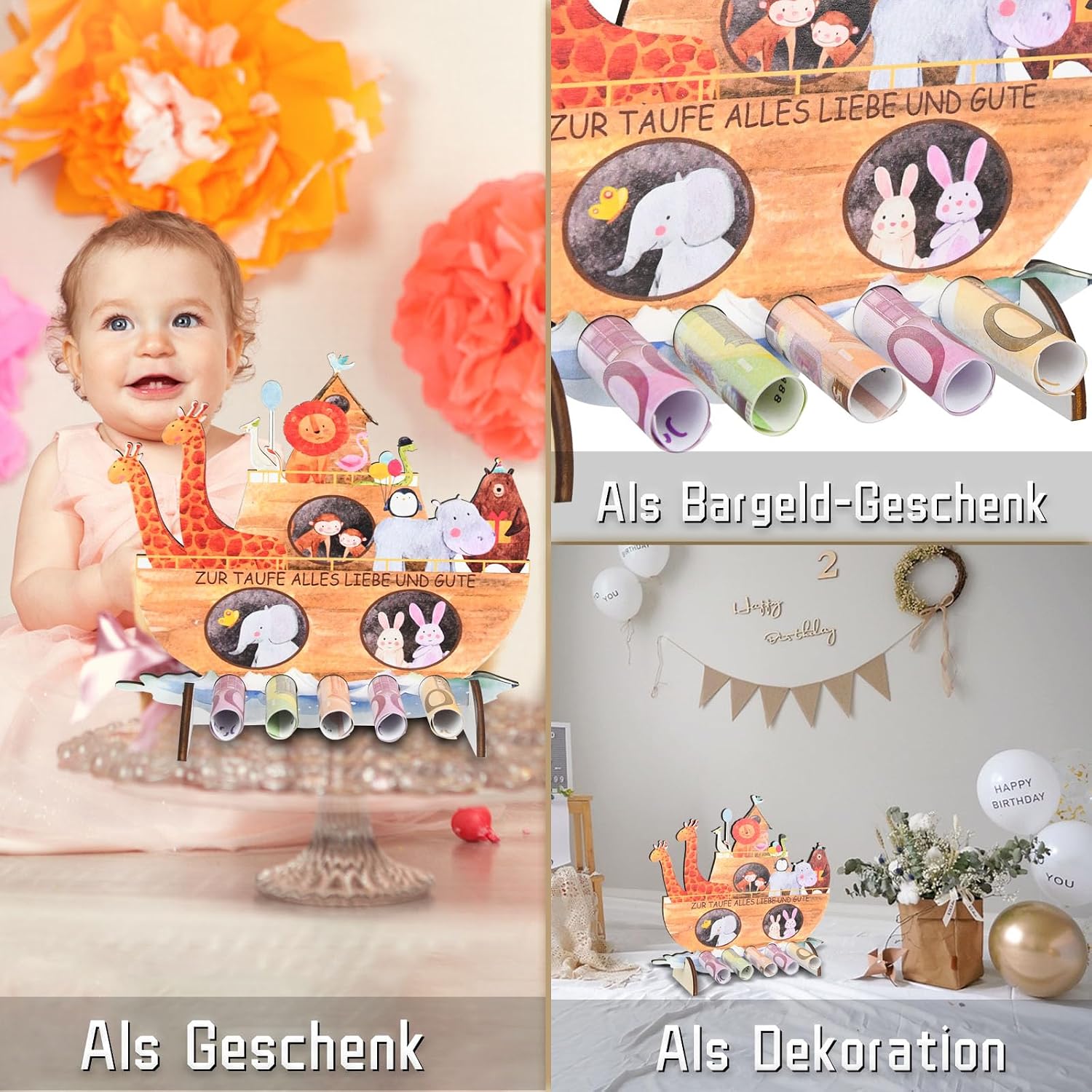 Thumbnail 6 de Arche Noah Taufgeschenk Holz 20×18 cm