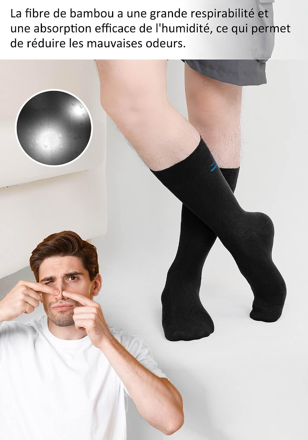 Detalle 2 de ZAKASA Chaussettes Bambou Homme classiques pour bureau et costume