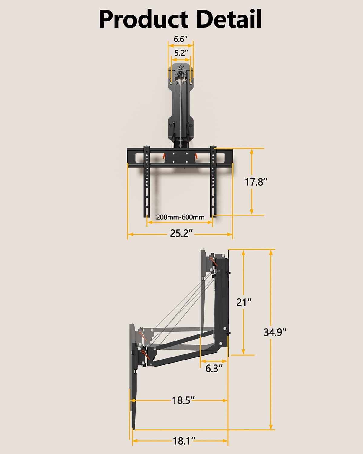 Detalle de FORGING MOUNT Motorized Fireplace TV Mount for 32"-85" Flat & Curved TVs