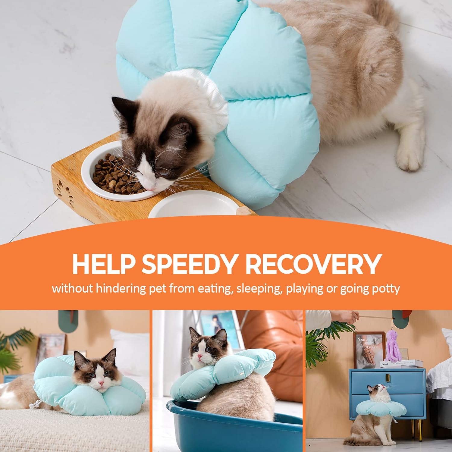 Thumbnail 2 de Avont Cat Cone Collar Soft (Elizabethan alternative) – Adjustable Recovery Collar for Cats, Kittens, Puppies After Surgery, Blue (S)