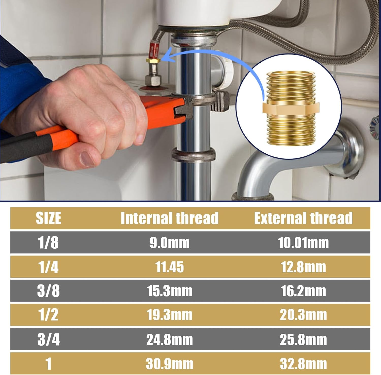 Thumbnail 2 de Atisite Messing Winkel 90° 1/2 Zoll Innen- und Außengewinde – 2 Stück, geeignet für Trinkwasser