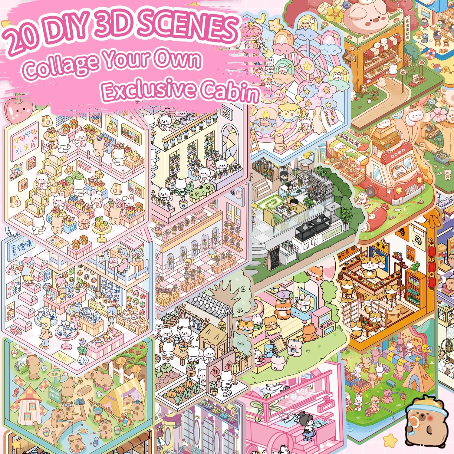 Thumbnail 5 de Kunoli 3D House Sticker Scene Kit 20 sets 🧩