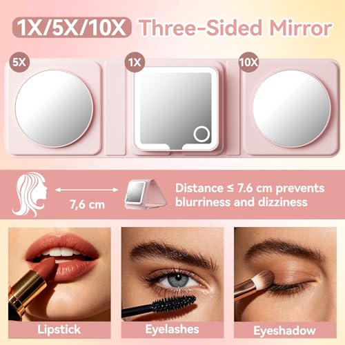 Detalle de belleskin Premium LED Compact Mirror: 1X/5X/10X Travel Edition