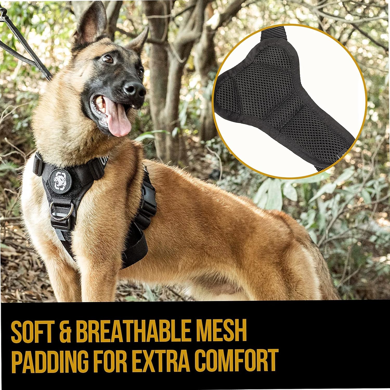 Detalle de OneTigris Harnais anti-traction Goliath K9 – harnais tactique réglable (L) pour chien noir