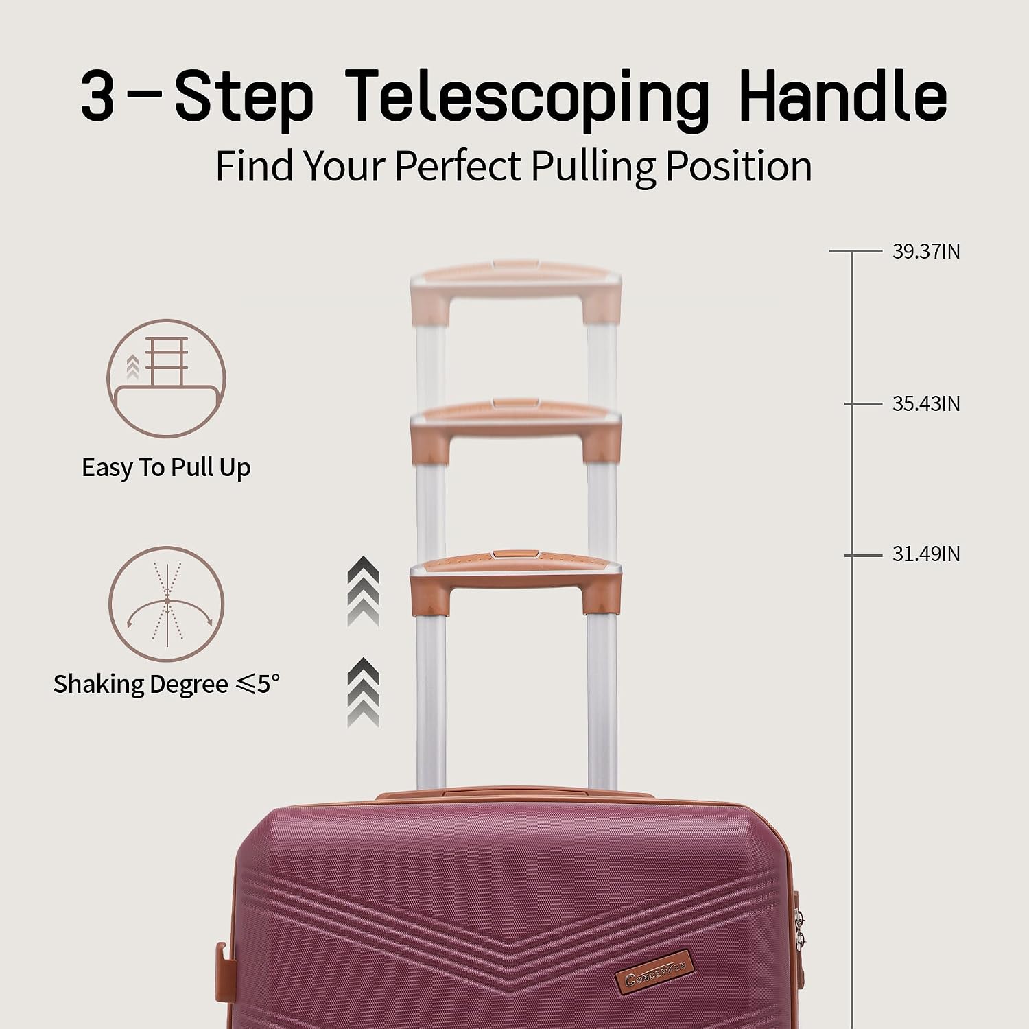 Thumbnail 1 de CONCEPTEN Expandable Hardshell Luggage Set 5 Piece (Red) – 22x14x9 Carry-On to 28" Suitcases
