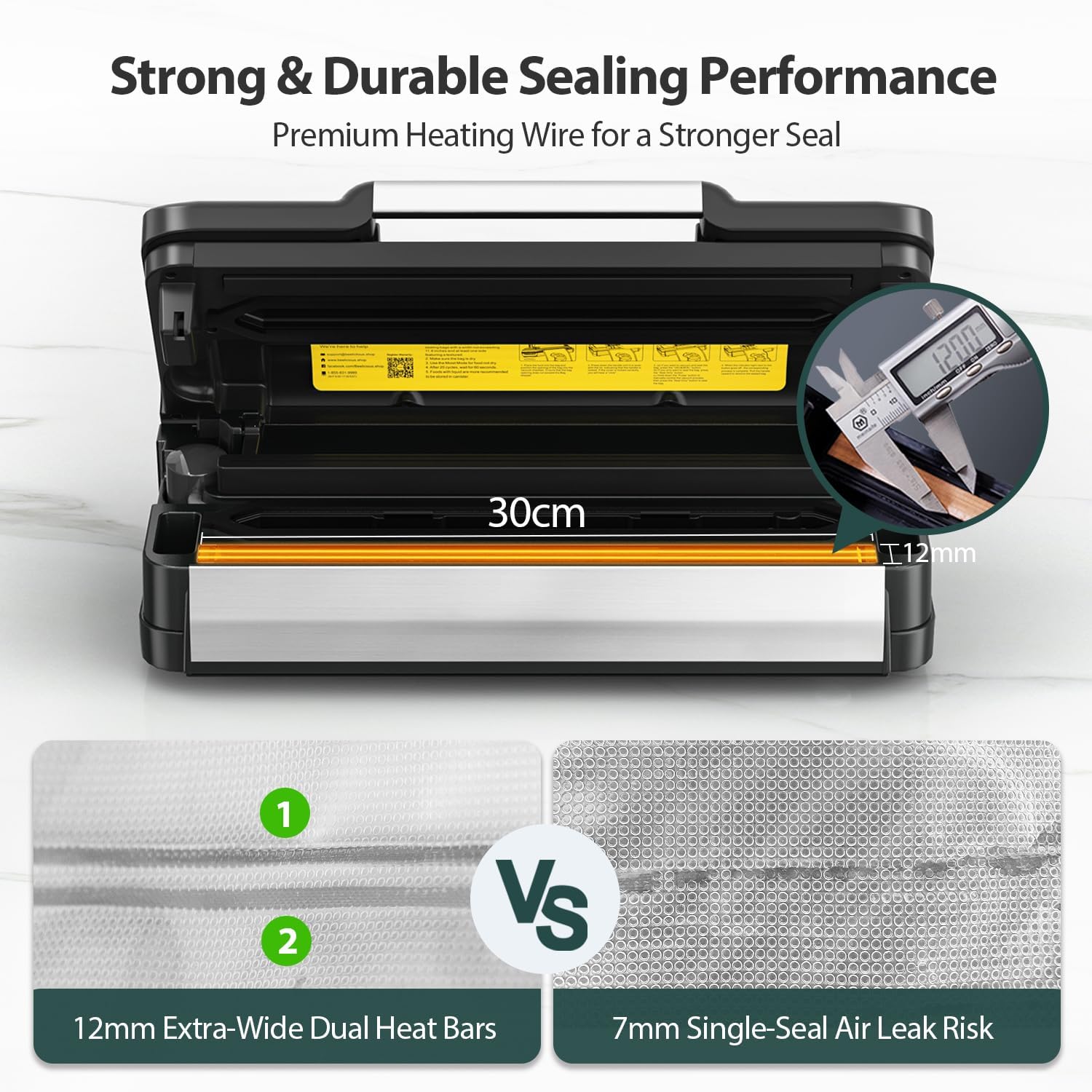 Thumbnail 4 de 95kPa AquaLock Vacuum Sealer with Built-In Cutter and 2 Bag Rolls