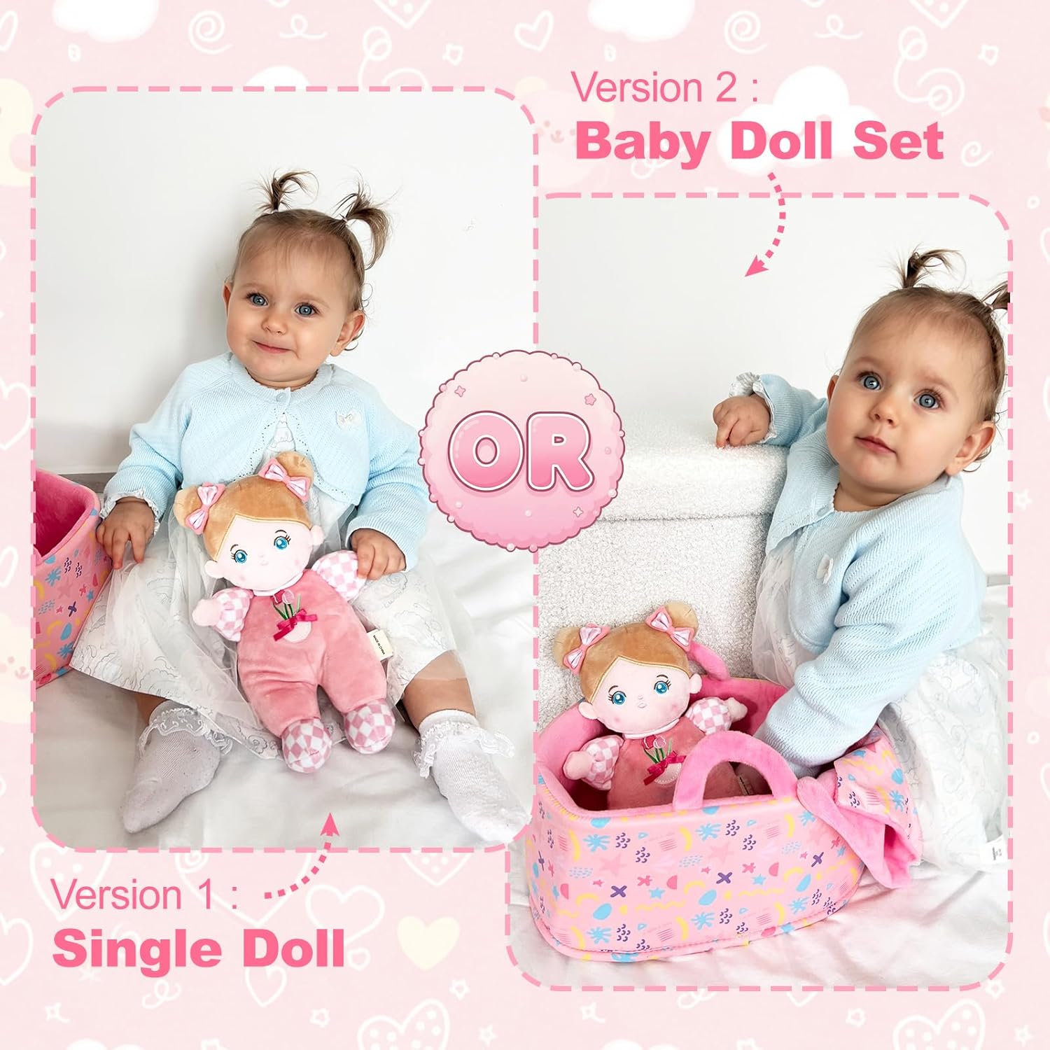 Thumbnail 4 de OUOZZZ 10" Tulip Pink Soft Baby Doll for 1-Year-Olds (First Birthday Gift)