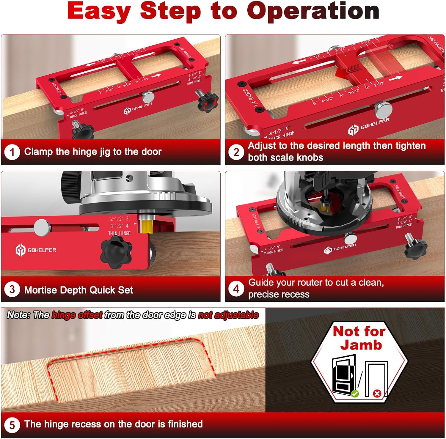 Thumbnail 4 de Gohelper LLT1062US Door Hinge Jig Kit with Aluminum Jig and Lock Templates