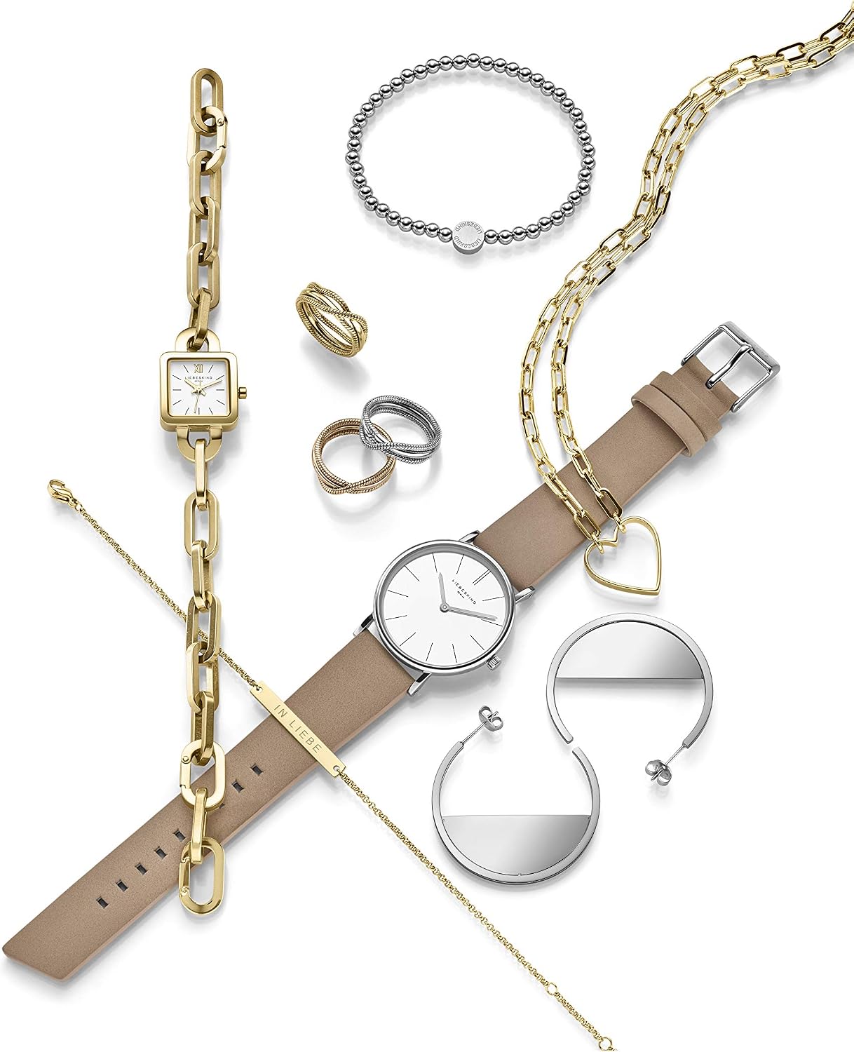 Detalle de LIEBESKIND BERLIN Beads 6mm mit Logotag in Edelstahl – 17 cm