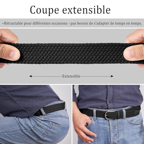Thumbnail 2 de TANGCHAO Ceinture tissu tressé élastique extensible – Ceinture unisexe pour homme et femme