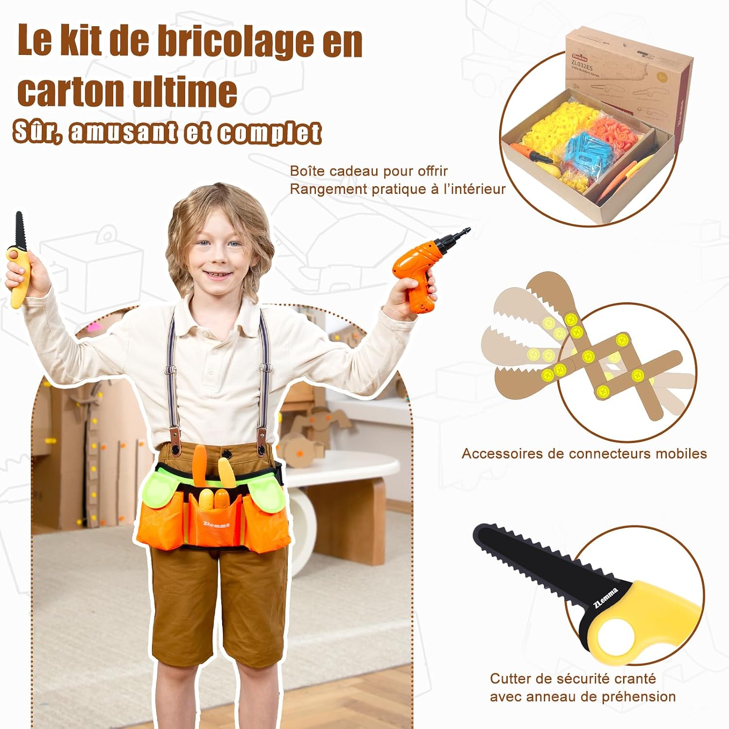 Detalle de ZLemma Kit Outils Créatifs en Carton 401 Pièces – Coffret éducation et bricolage créatif pour enfants