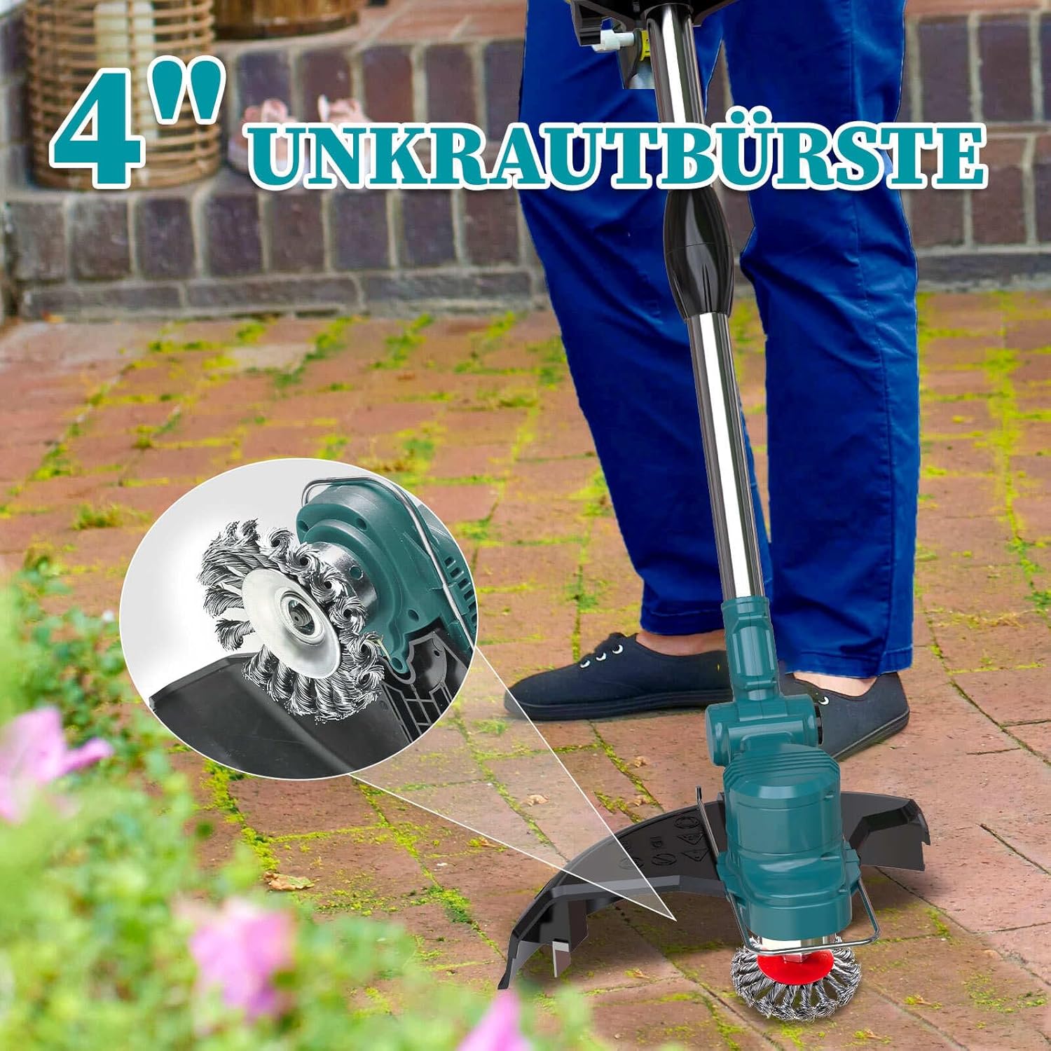 Detalle de Hengriacly Rasentrimmer 21V Akku mit 2×4,0Ah