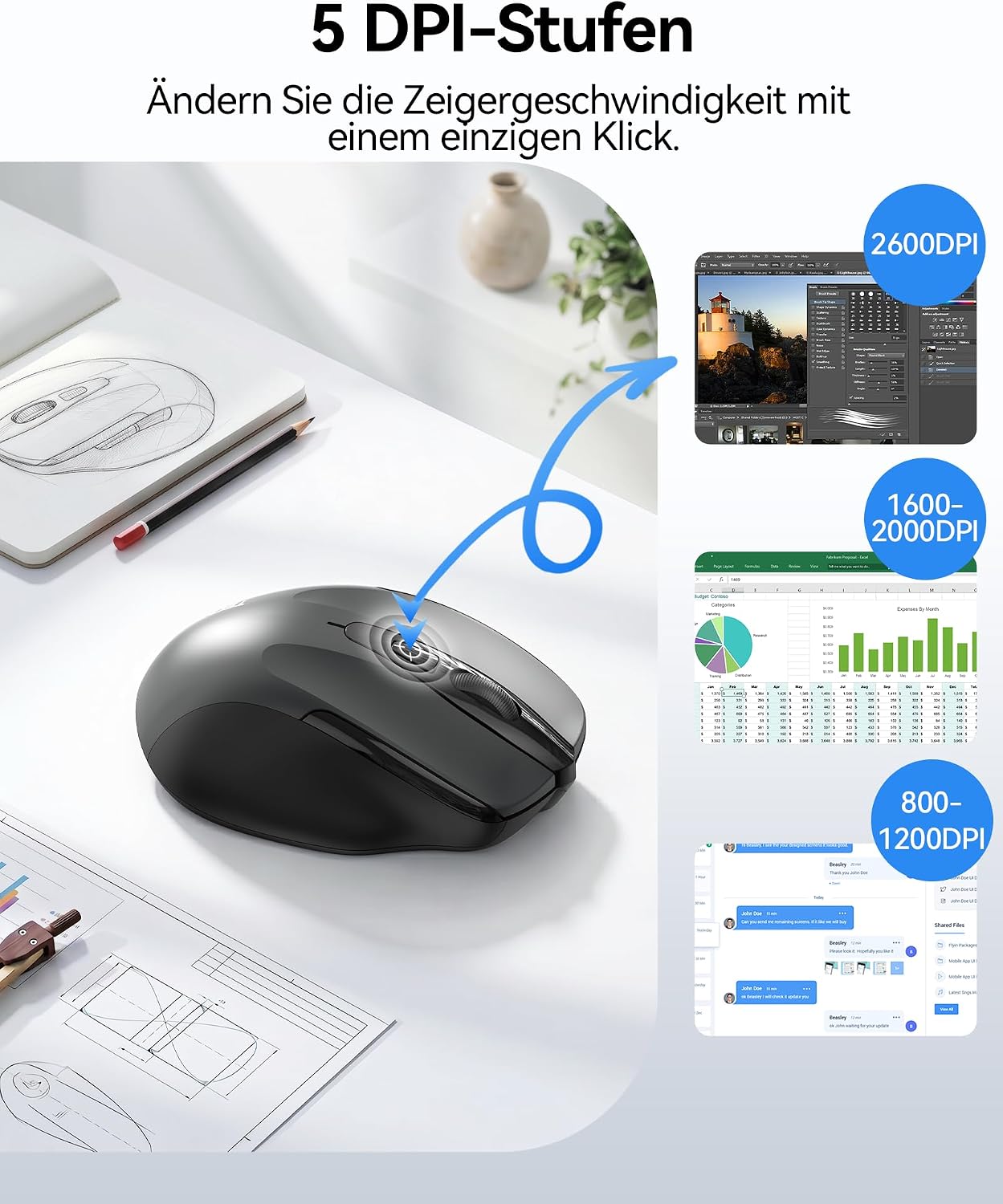 Detalle de TECKNET Kabellose Maus 2600 DPI đź–±