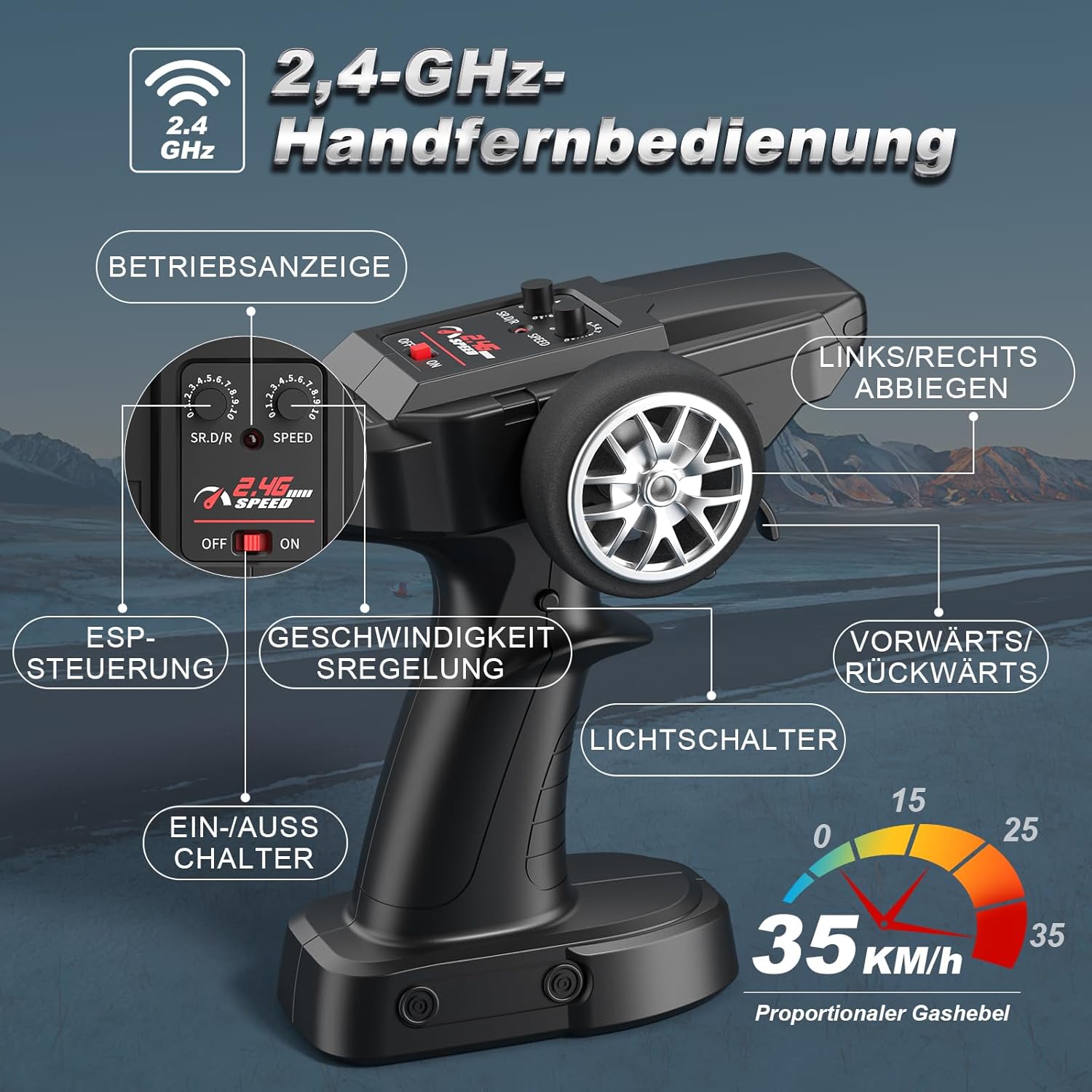 Thumbnail 6 de Lamborghini RC Drift Auto 1:18 4WD mit 35 km/h – High-Speed-Drifter für Einsteiger