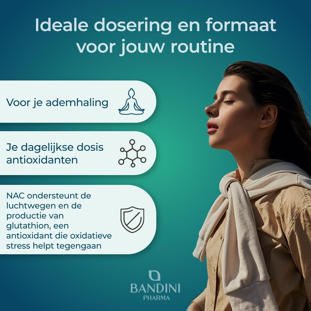 Detalle 2 de Bandini NAC N-Acetyl-Cysteïne 600 mg tabletten, 90 stuks, veganistisch