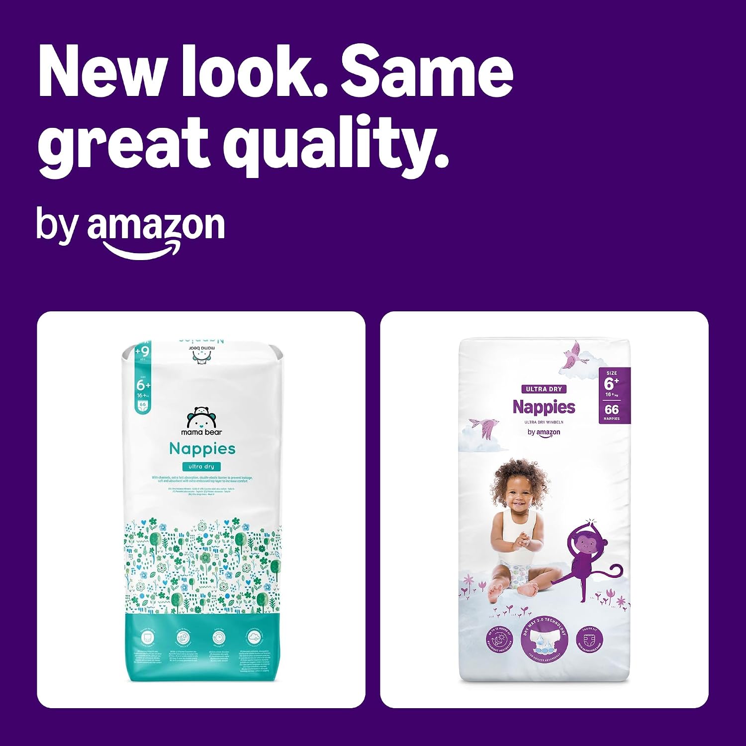 Thumbnail 1 de By Amazon 66 Ultra Dry Nappies Size 6+
