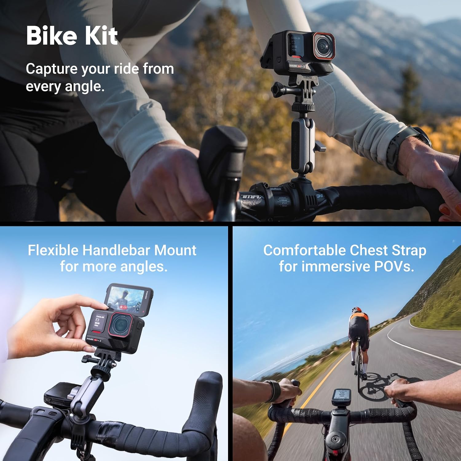 Detalle de Insta360 Ace Pro 2 Bike Bundle (Leica Summarit, 1/1.3" sensor) – 8K waterproof action camera