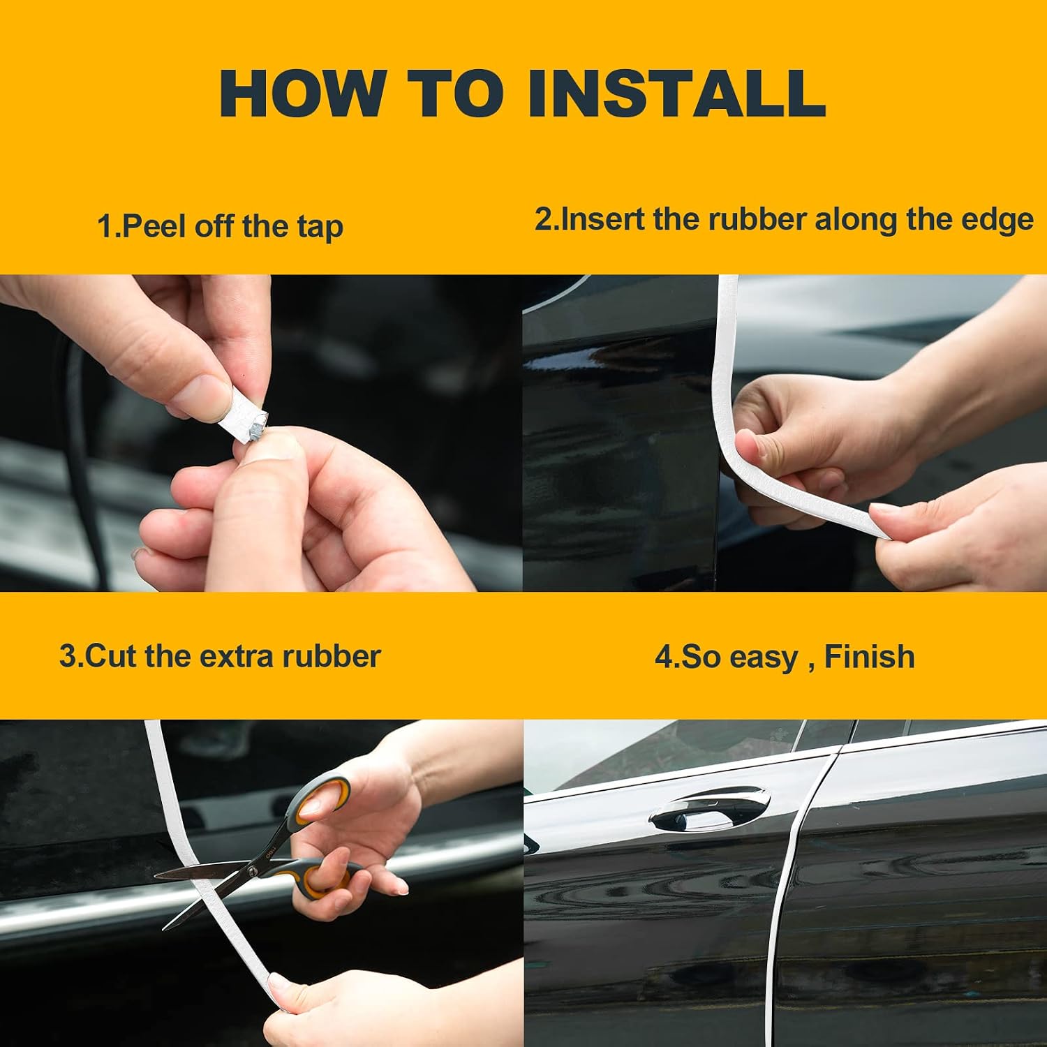 Thumbnail 3 de Car Door Edge Protector Glueless Rubber Edge Protector – 20m (White)