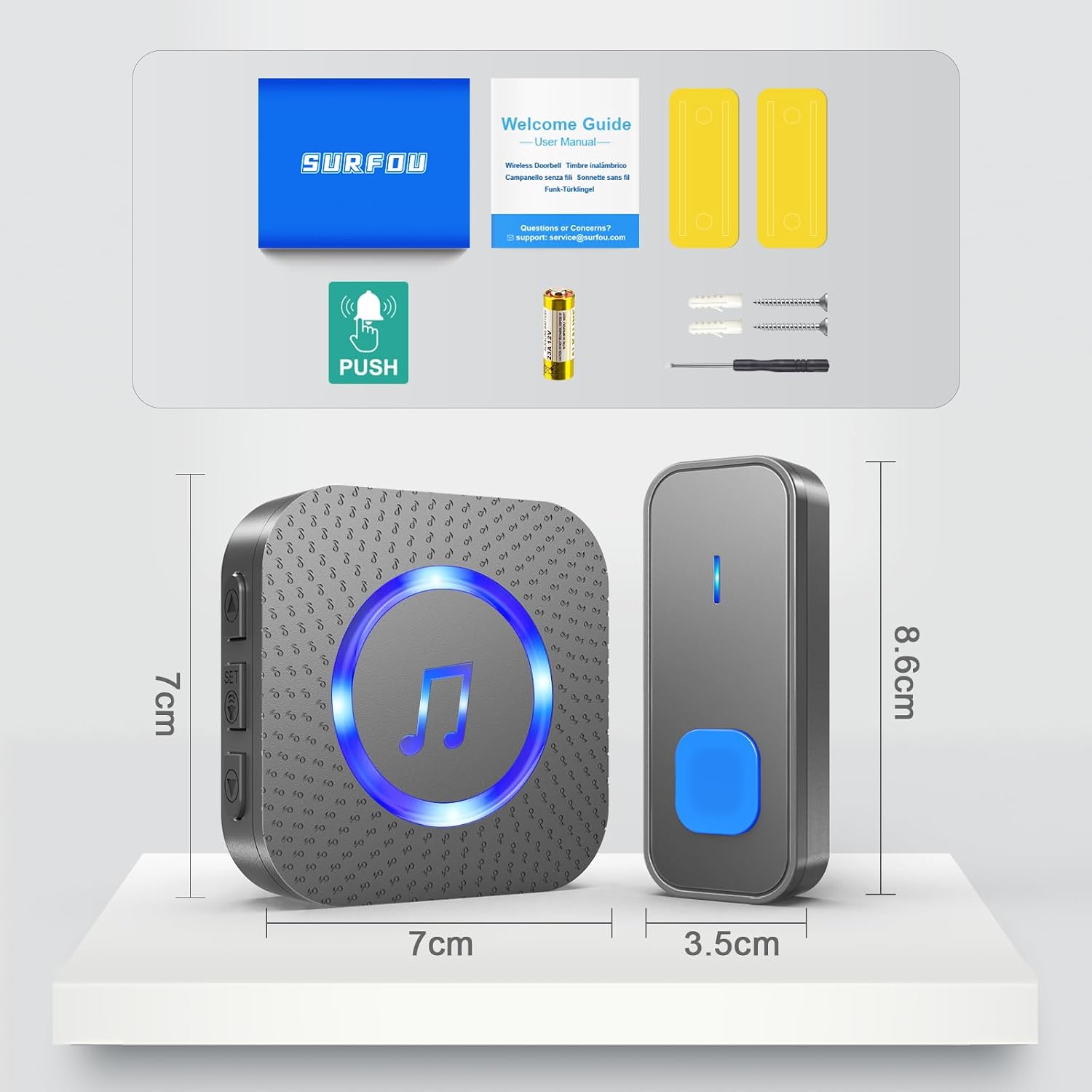 Thumbnail 6 de SURFOU Wireless Doorbell with 1,300 ft Range, 55 Melodies and LED Option