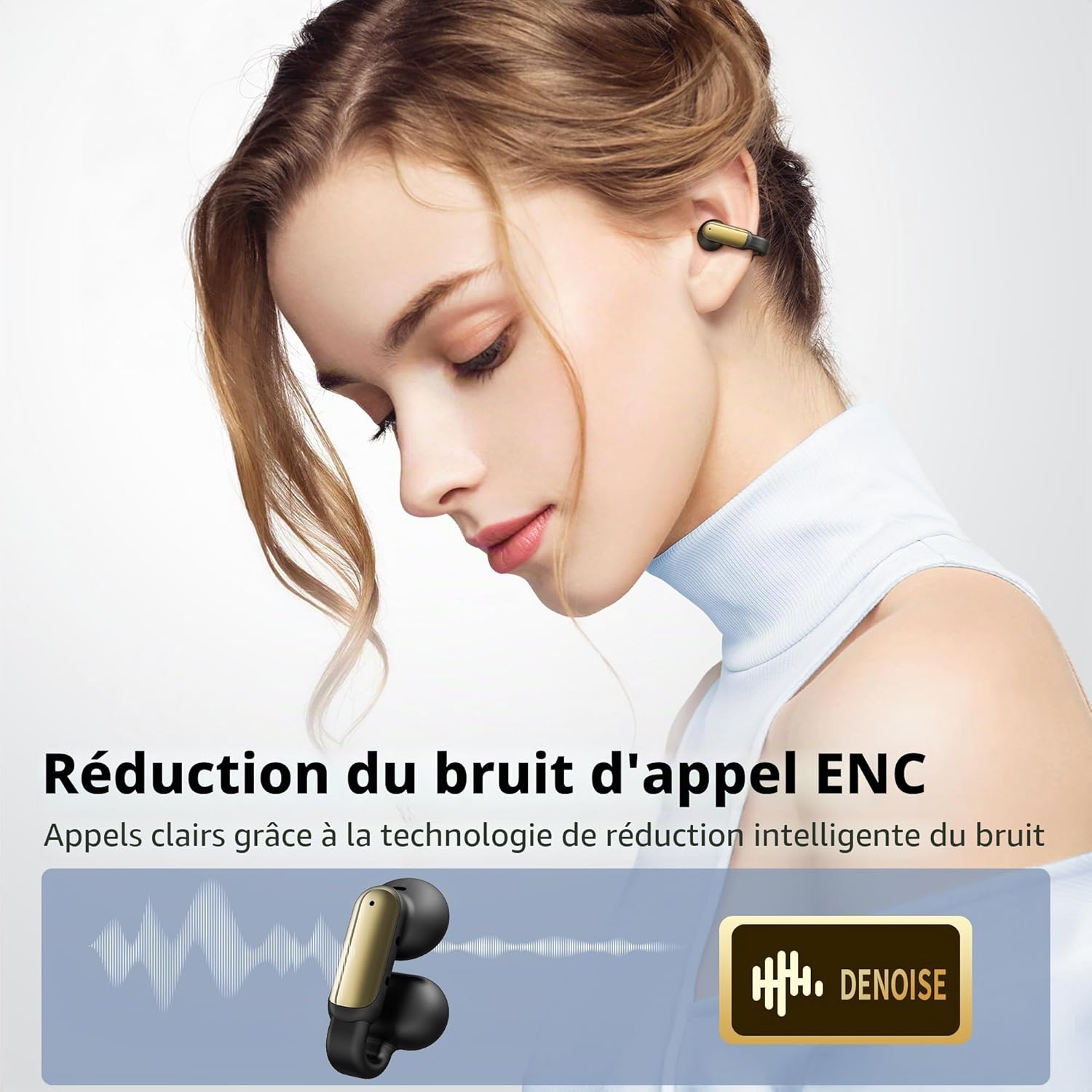 Detalle 2 de oraolo Écouteurs Bluetooth sport sans fil à clipper – 40 h, IPX6, Open Ear