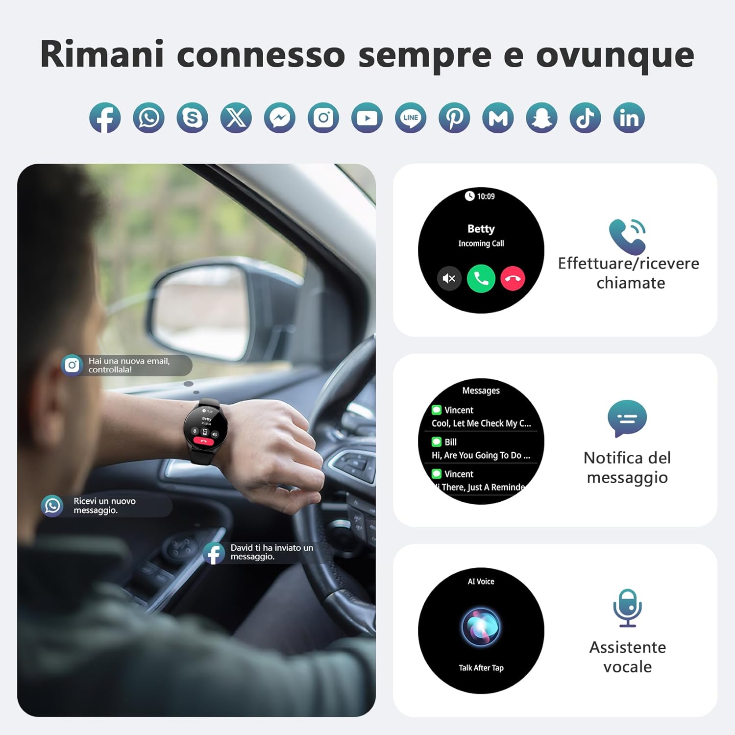 Detalle 2 de Blackview Smartwatch Uomo Donna con schermo AMOLED da 1,43'' – Chiamate Bluetooth, 110+ modalità sport e monitoraggio salute