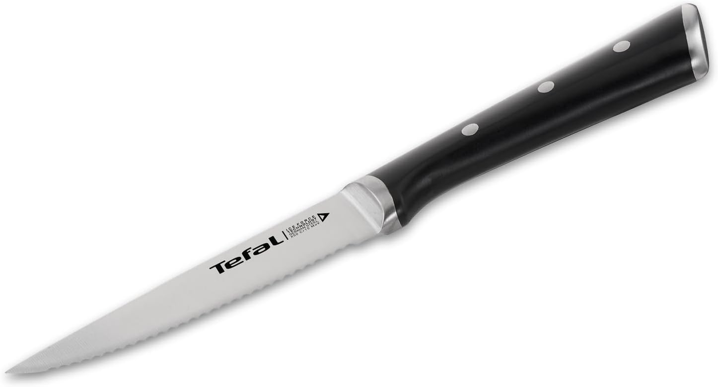 Detalle de Tefal Ice Force Set de 4 couteaux à steaks 11 cm – Lames en acier inox allemand, refroidies à -120° C, garantie 10 ans