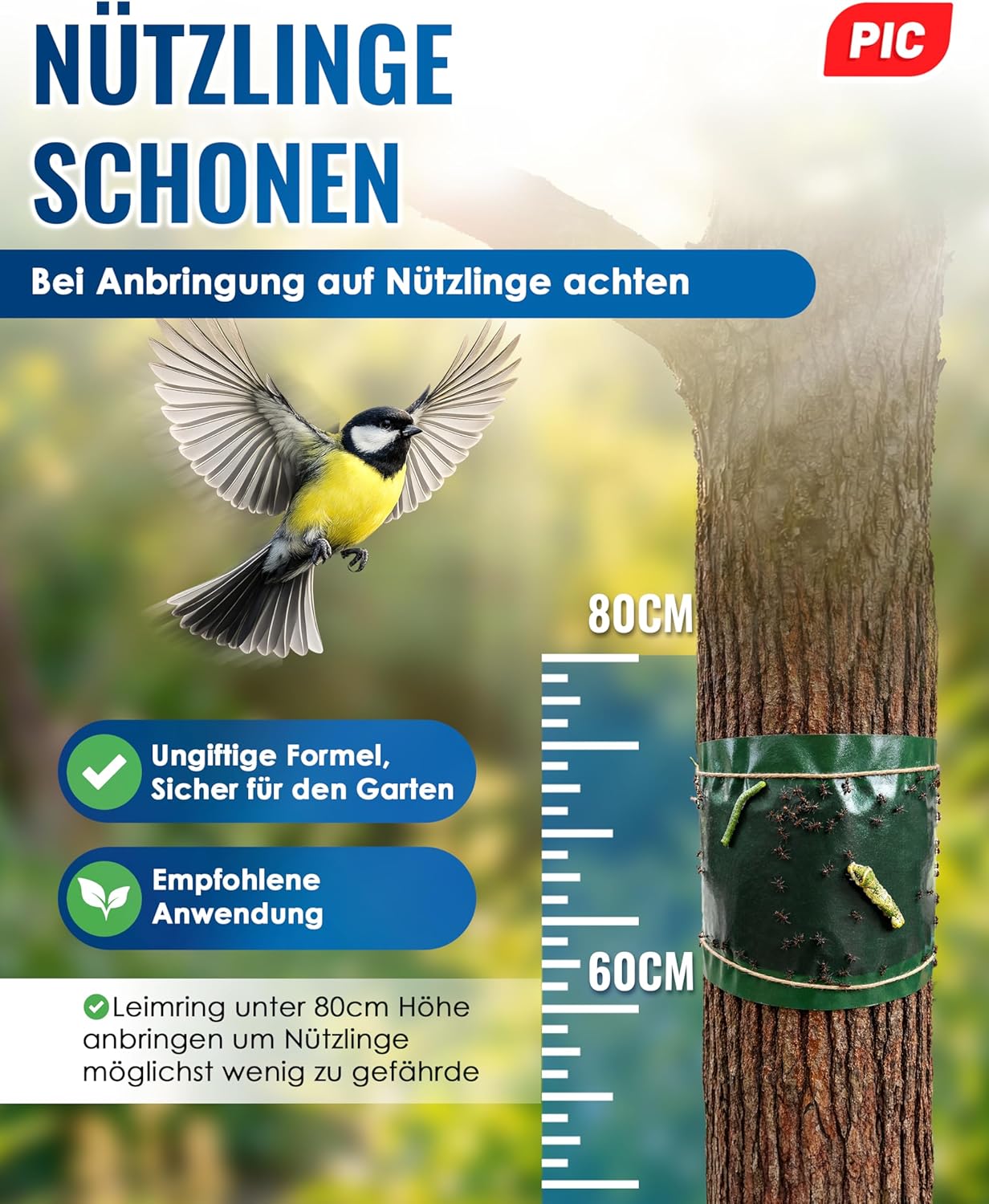 Detalle 2 de PIC Leimringe für Obstbäume – selbstklebender Baumleimring (10 m) gegen Ameisen & Frostspanner