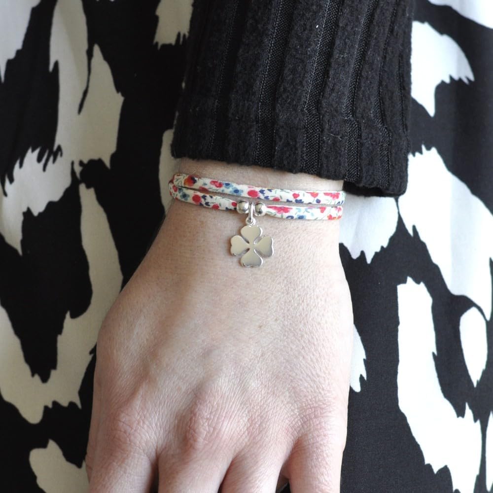 Thumbnail 2 de Les Poulettes Bijoux bracciale doppio giro in argento 925 “Liberty e Trifoglio”