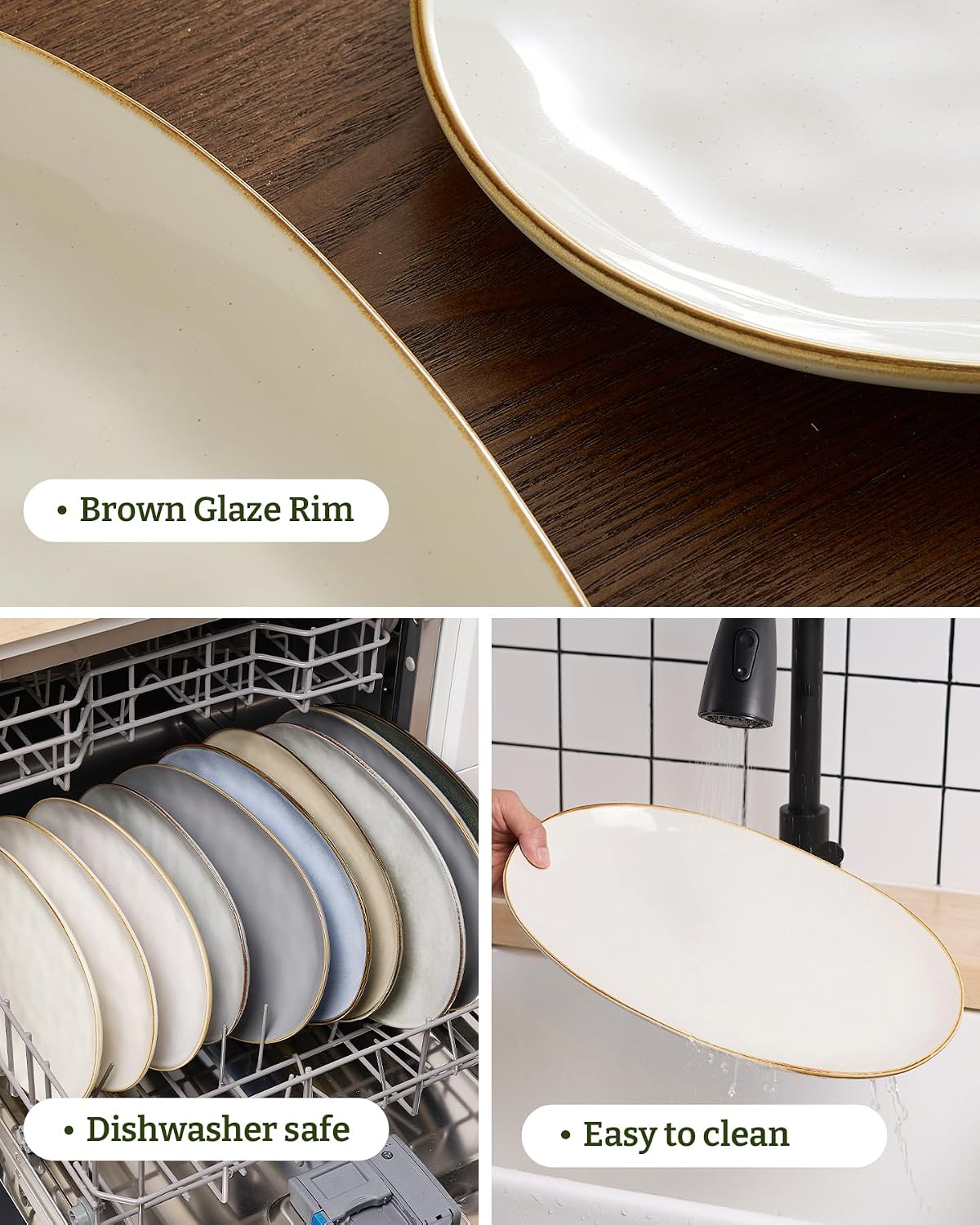Thumbnail 5 de Famiware Ocean Series Oval Serving Platter Set (15.59, 14.3, 12.9 inches) in Vanilla White