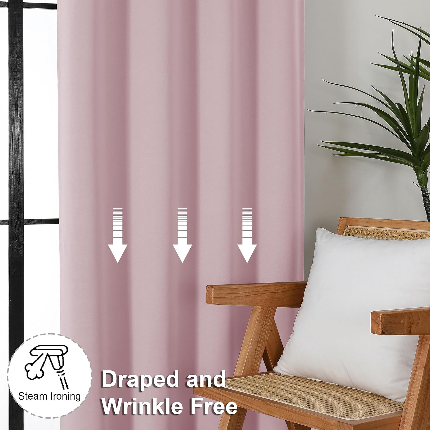 Thumbnail 6 de Simplebrand Ava Blush Blackout Curtains (63" Length, 2 Panels) for Bedroom