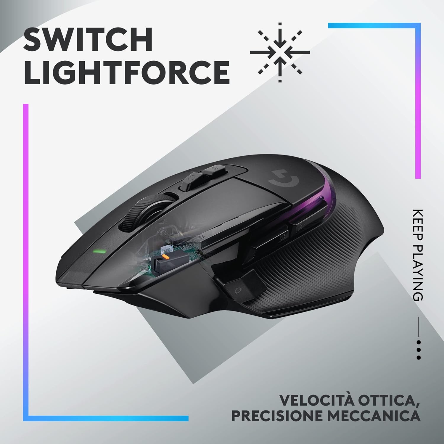 Detalle de Logitech G G502 X PLUS Mouse Gaming Wireless LIGHTSPEED RGB – Precisione e personalizzazione avanzate