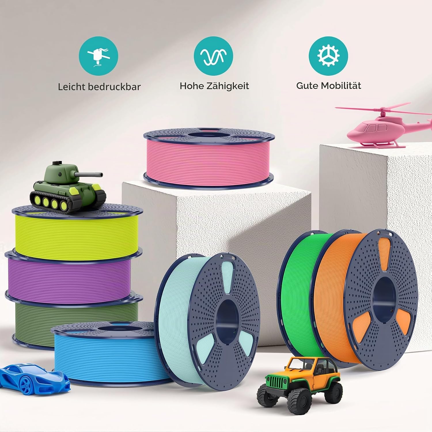 Thumbnail 3 de SUNLU Matte PLA Filament 1.75 mm Grau – Neat Winding, matte Oberflächenstruktur, 1 kg Spule